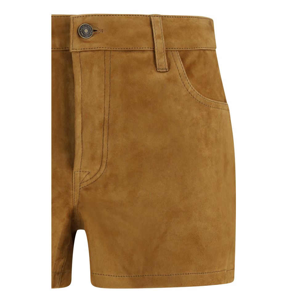 7FOR Beige Camel Hair  Bermuda Shorts