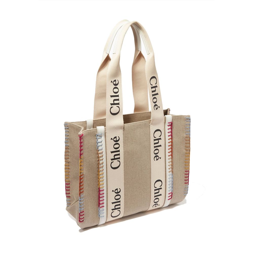 Chloé Beige Linen Tote Bag
