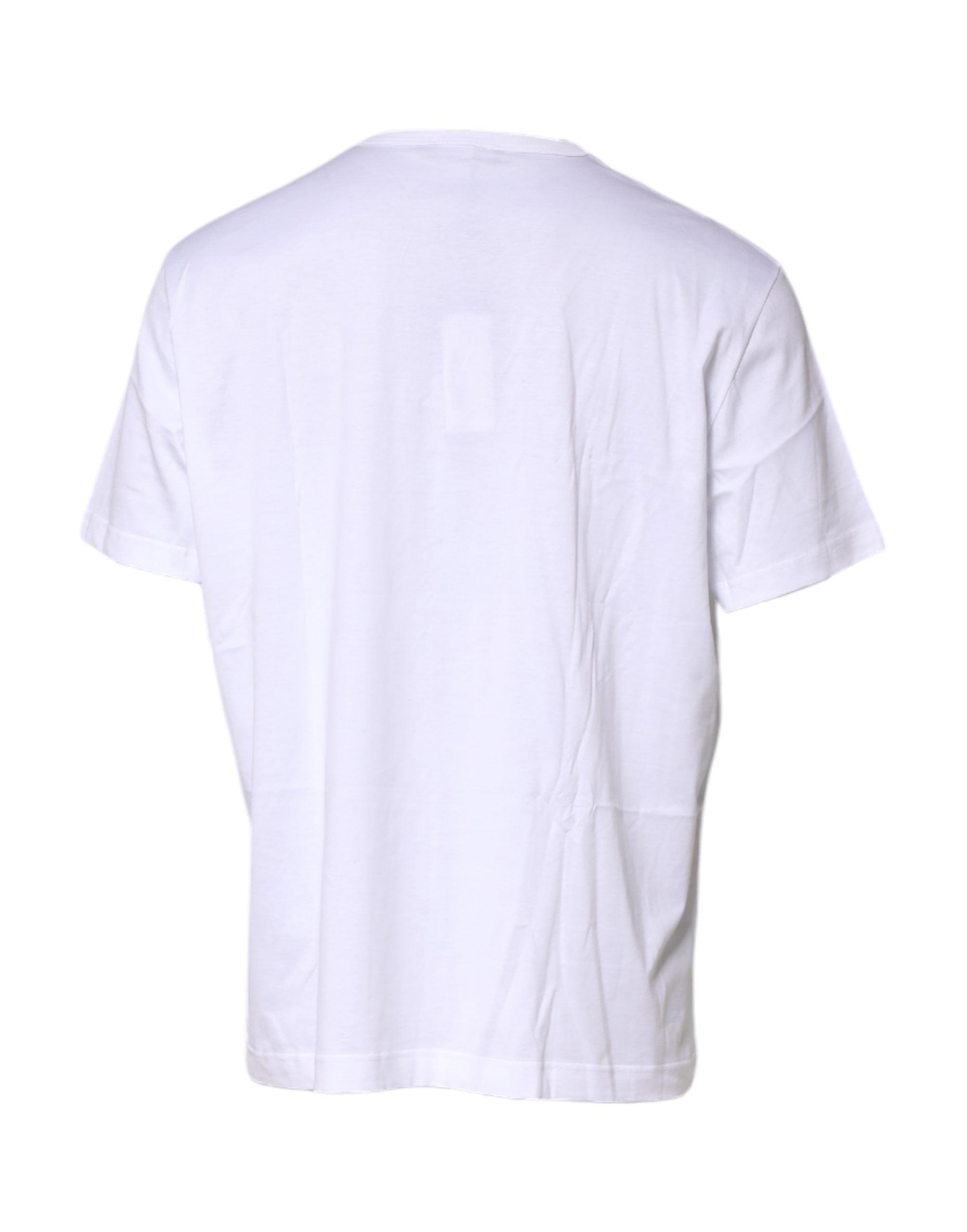 Dolce & Gabbana White Cotton Heraldic DG Crest Patch T-shirt