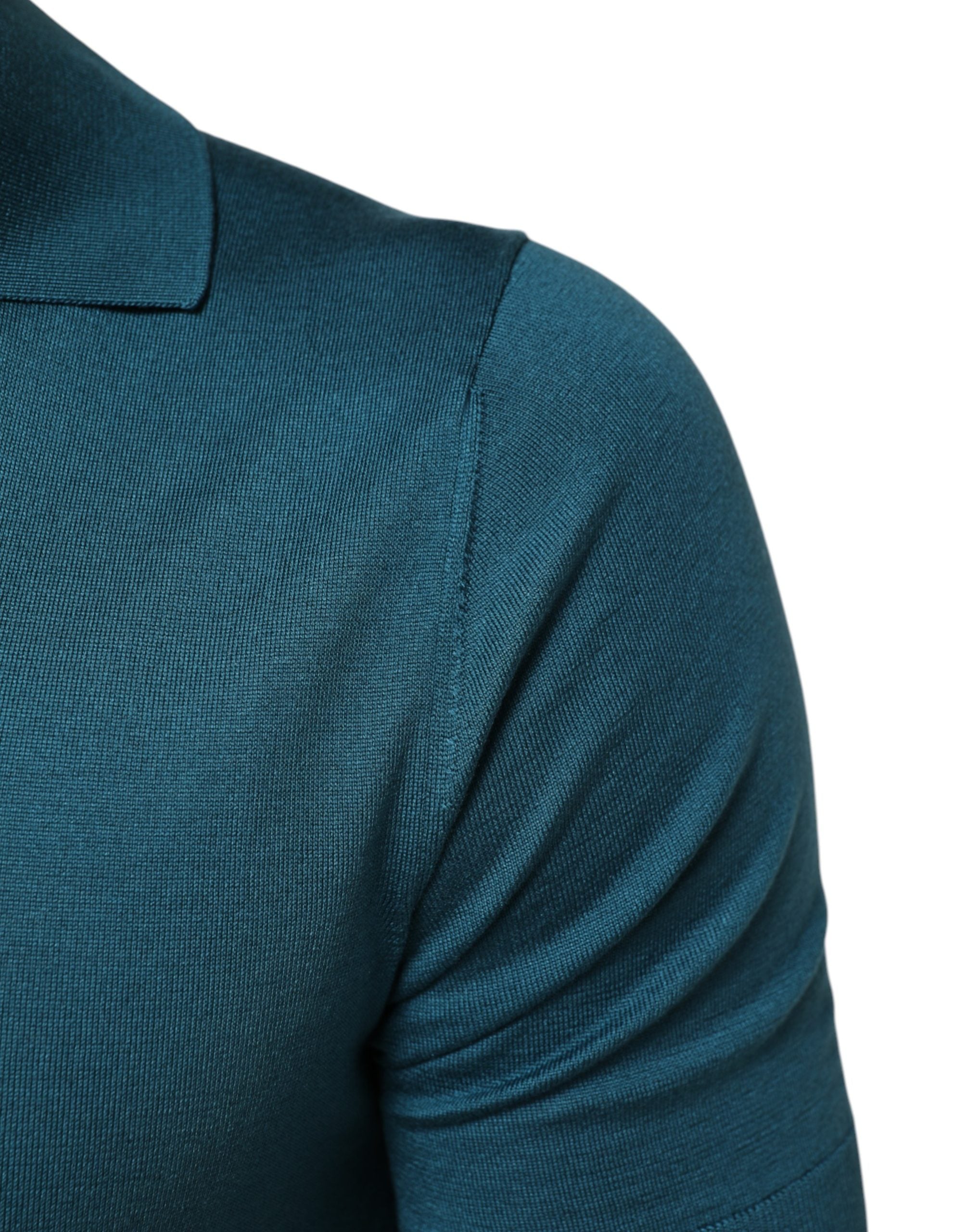 Dolce & Gabbana Teal Blue Silk Collared Short Sleeves Polo T-shirt