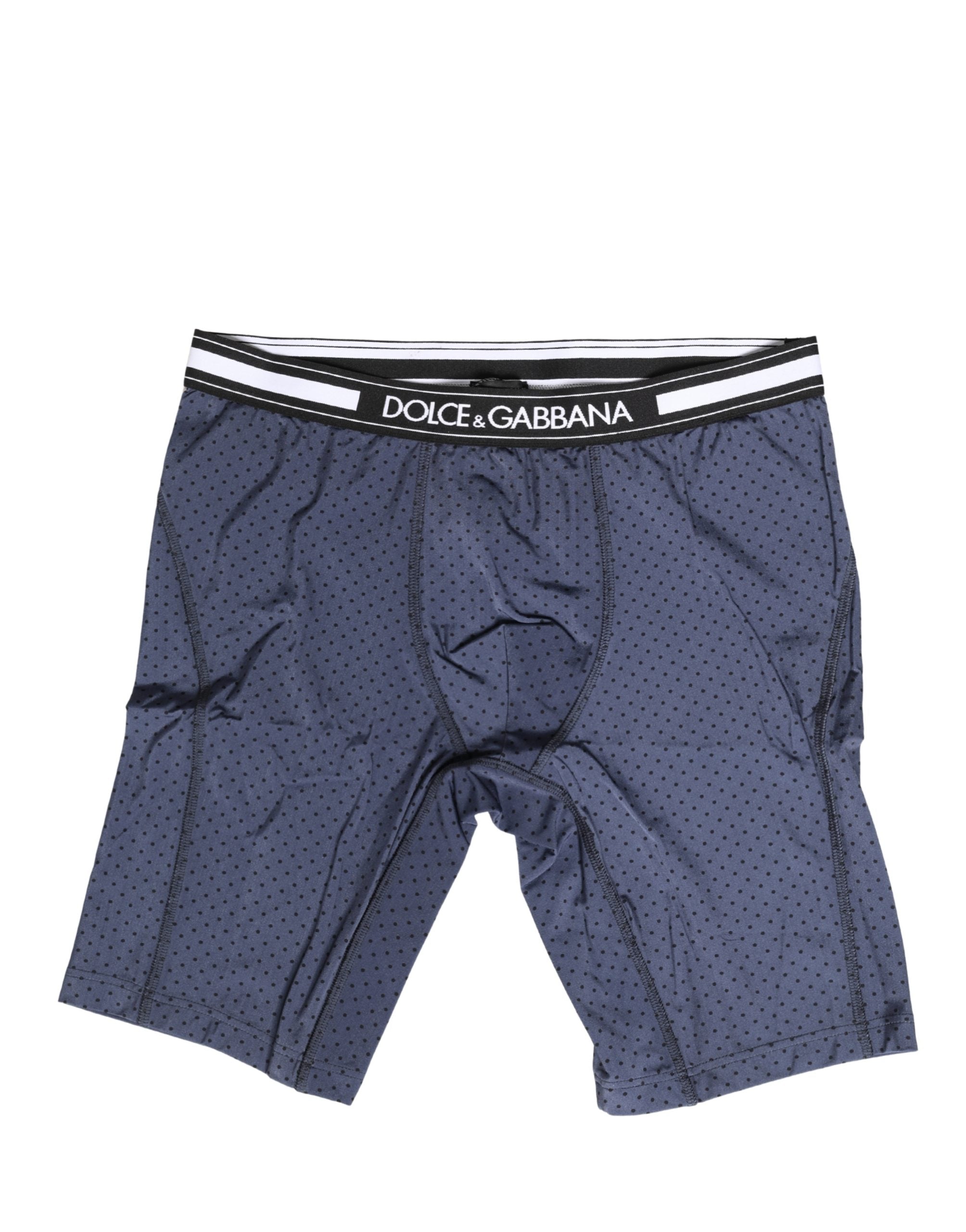 Dolce & Gabbana Dark Blue Polka Dots Men Bike Shorts Underwear