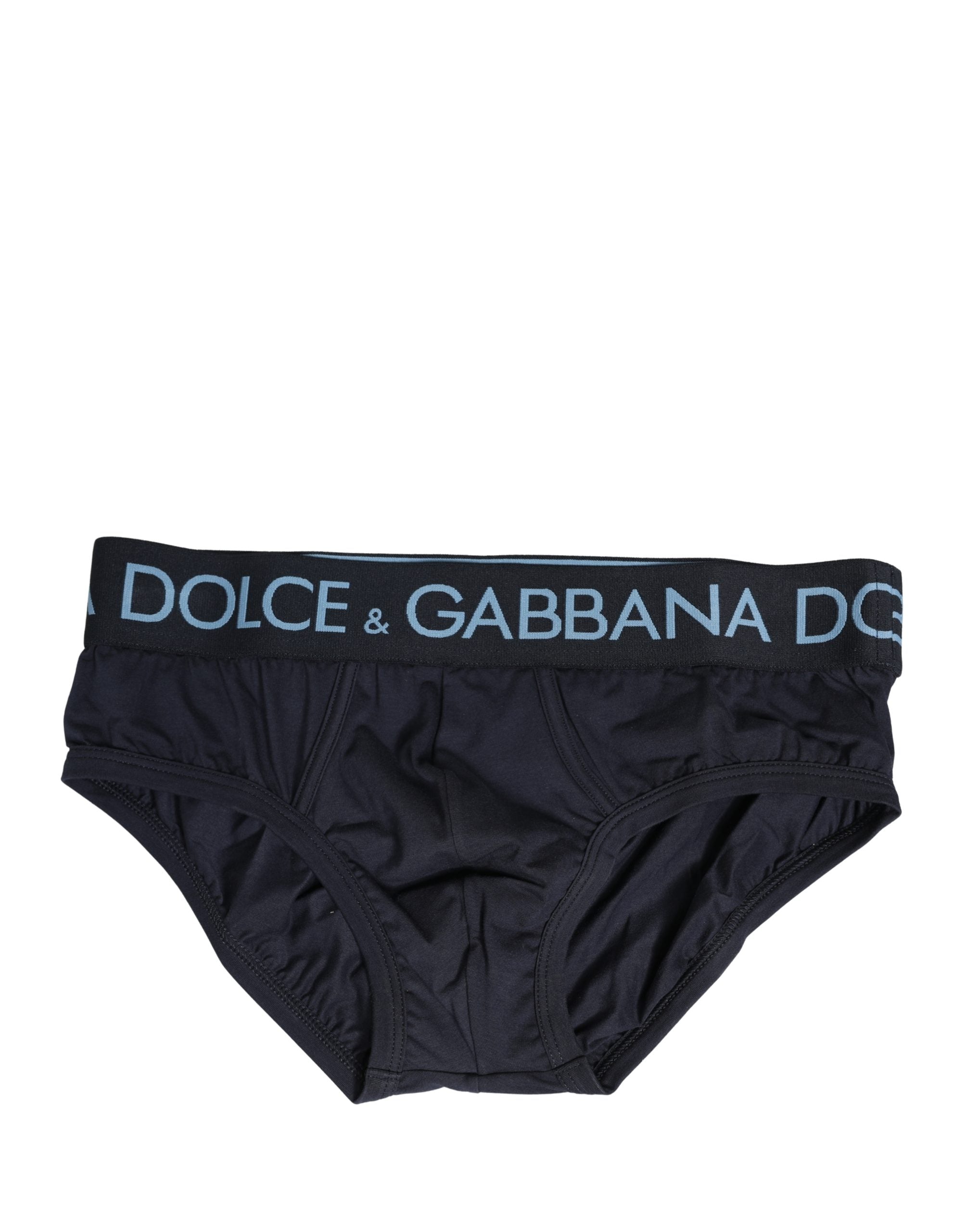 Dolce & Gabbana Dark Blue Logo Waistband Men Briefs Underwear