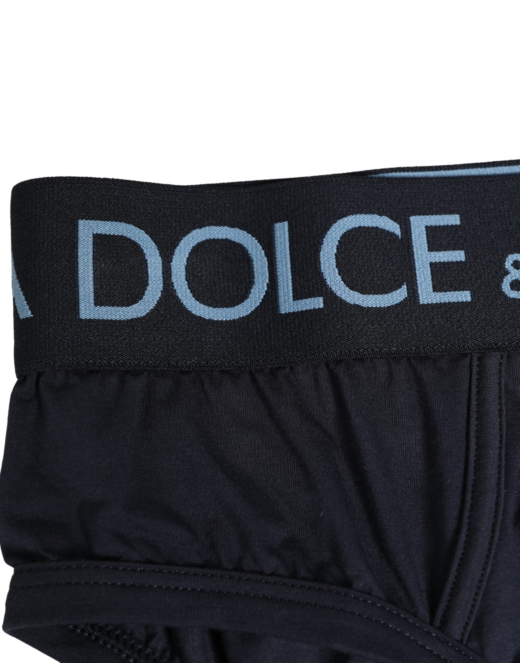 Dolce & Gabbana Dark Blue Logo Waistband Men Briefs Underwear