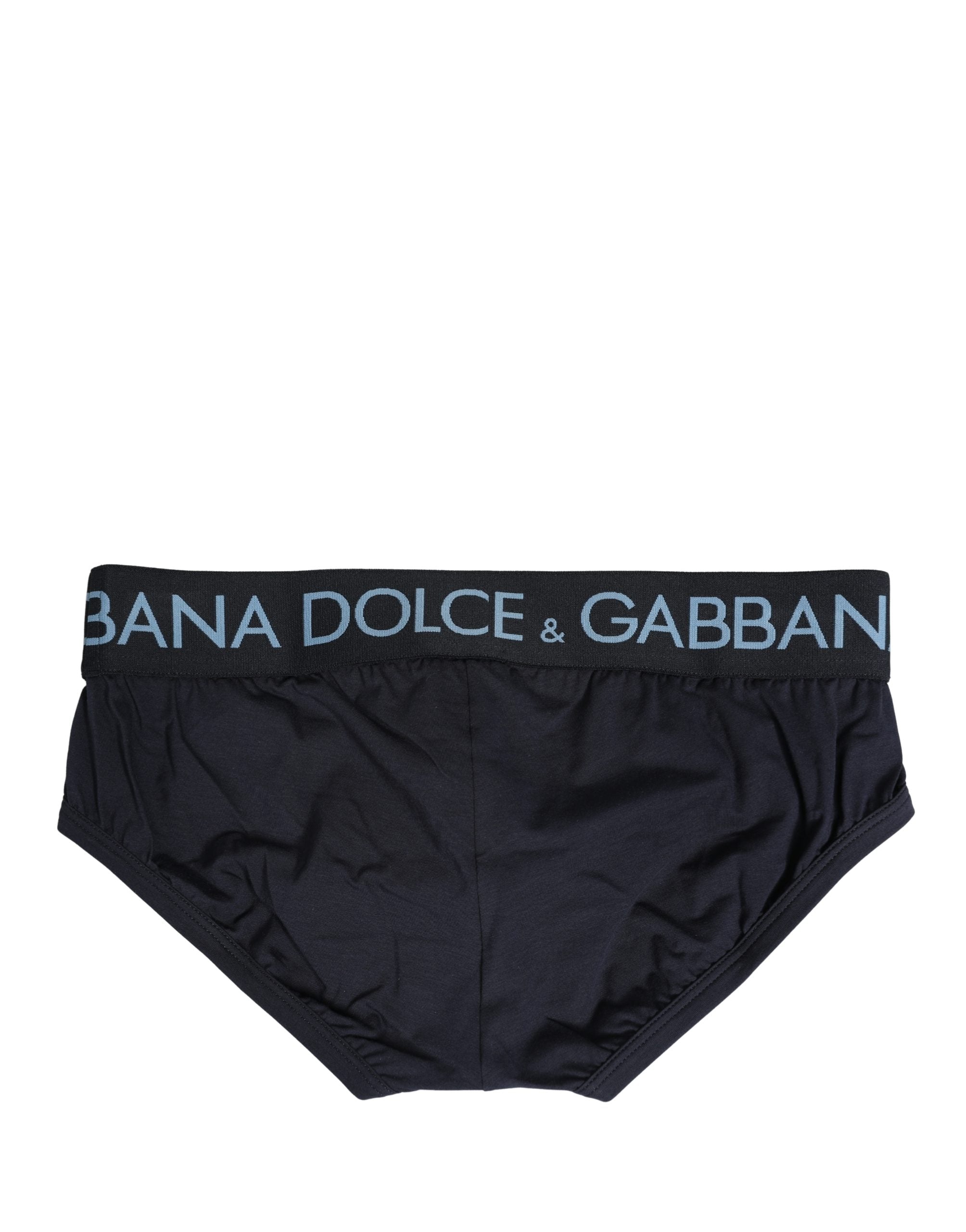 Dolce & Gabbana Dark Blue Logo Waistband Men Briefs Underwear
