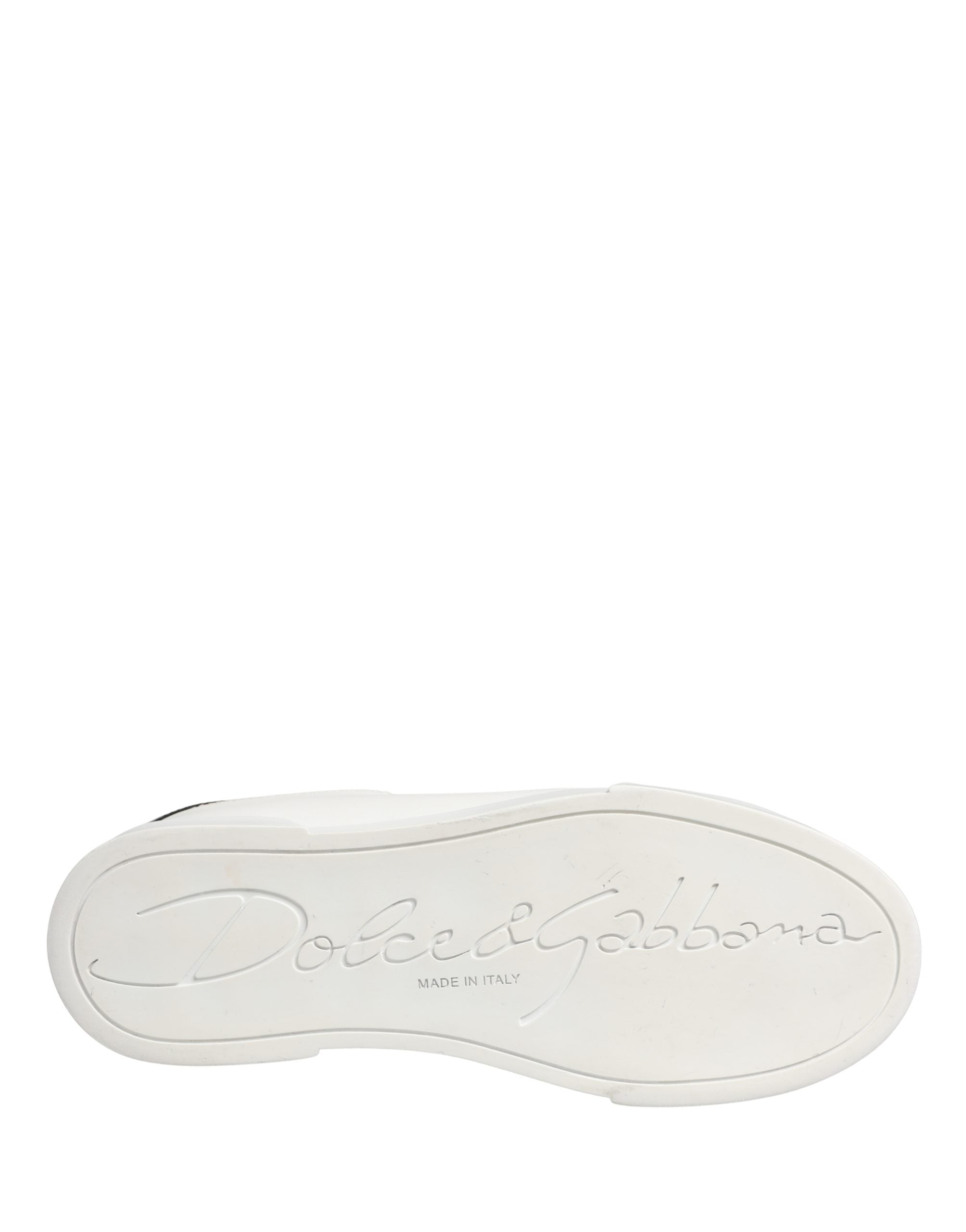 Dolce & Gabbana White Black Portofino Leather Sneakers Shoes
