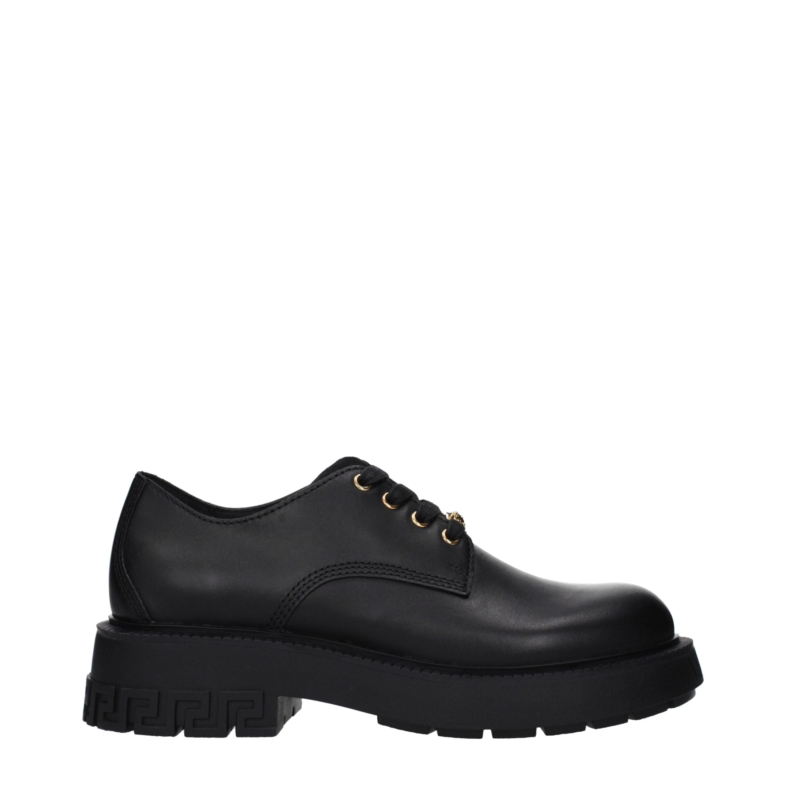 Versace Black Leather Oxfords And Derbies