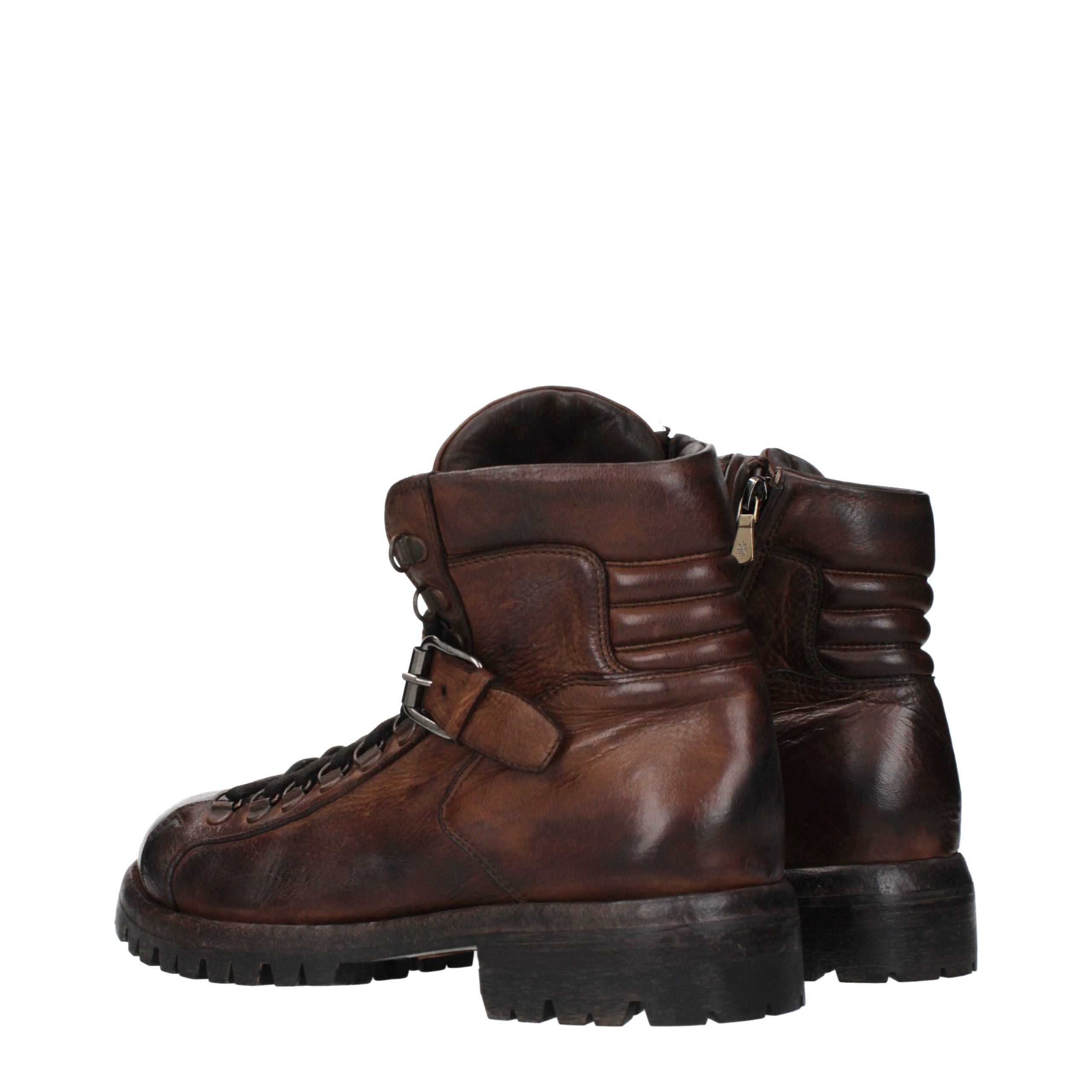 Eleventy Brown Leather Ankle Boots