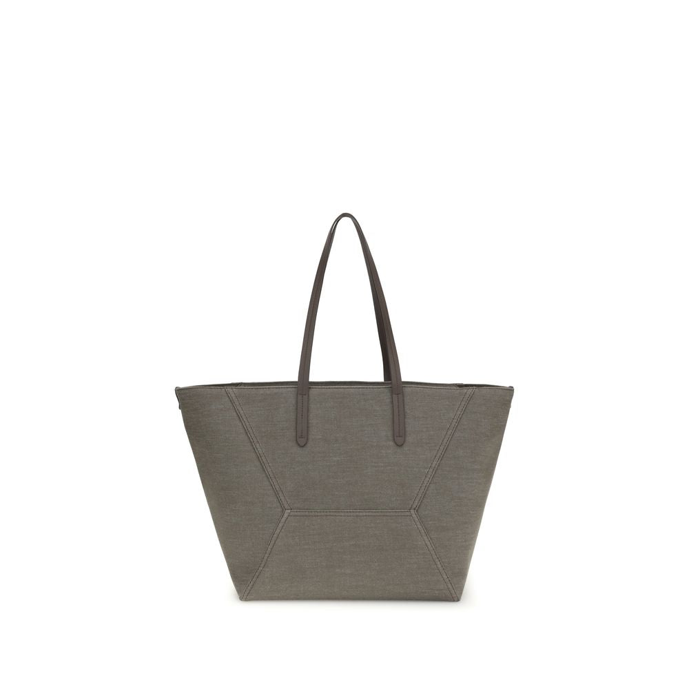 Brunello Cucinelli Brown Cotton Shoulder Bag