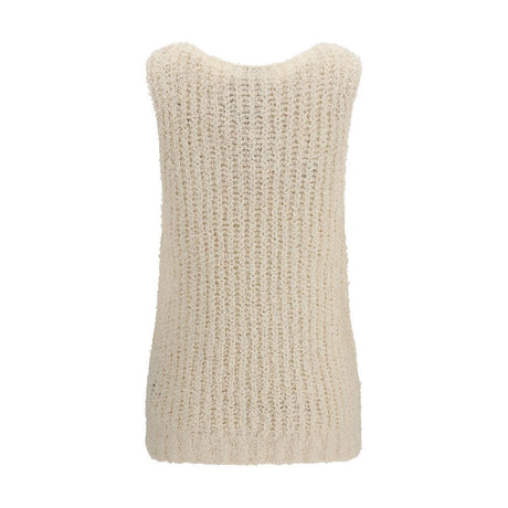 Balmain Beige Cotton Sleeveles Sweater