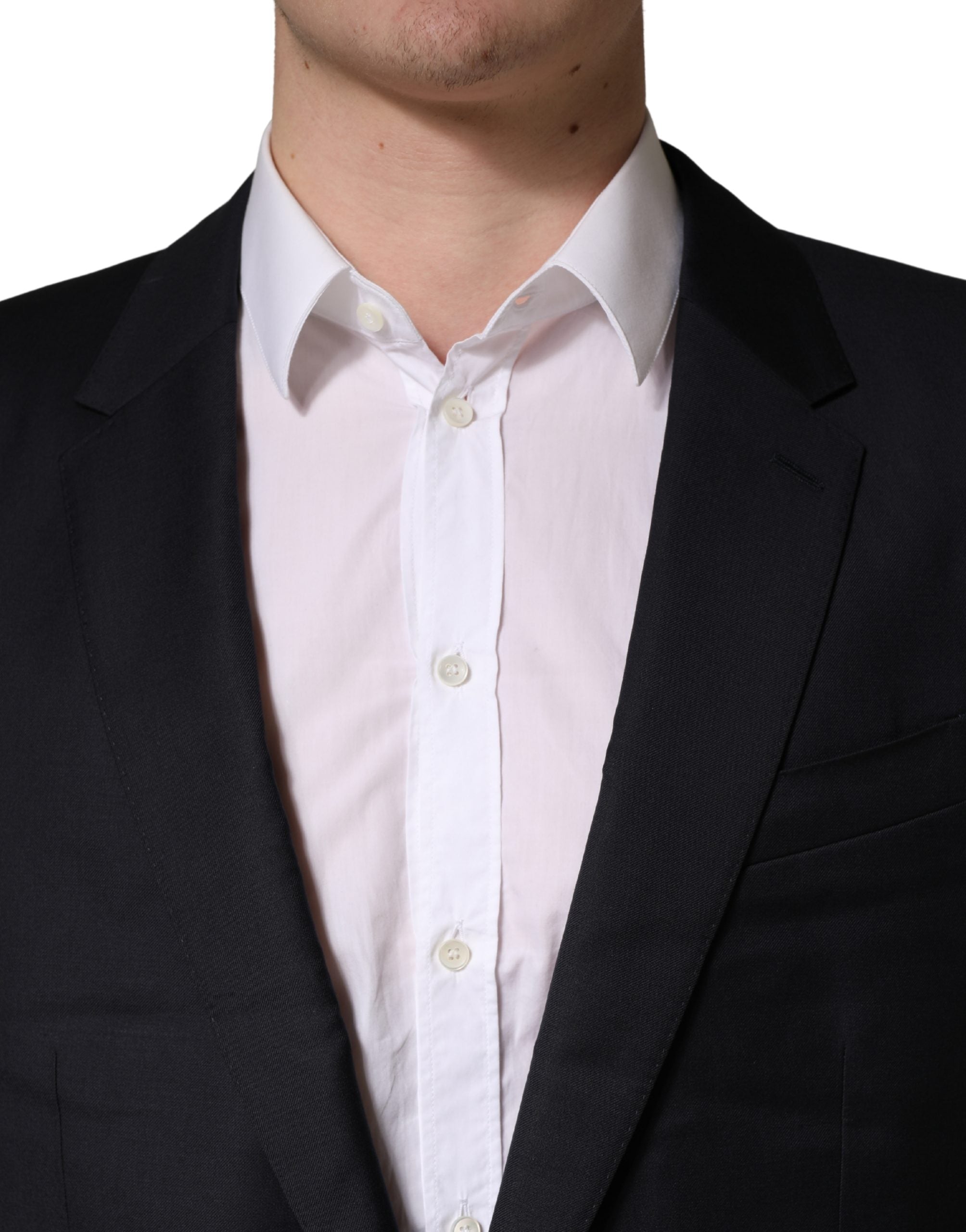 Dolce & Gabbana Black Wool Slim Fit Coat Men Jacket Blazer