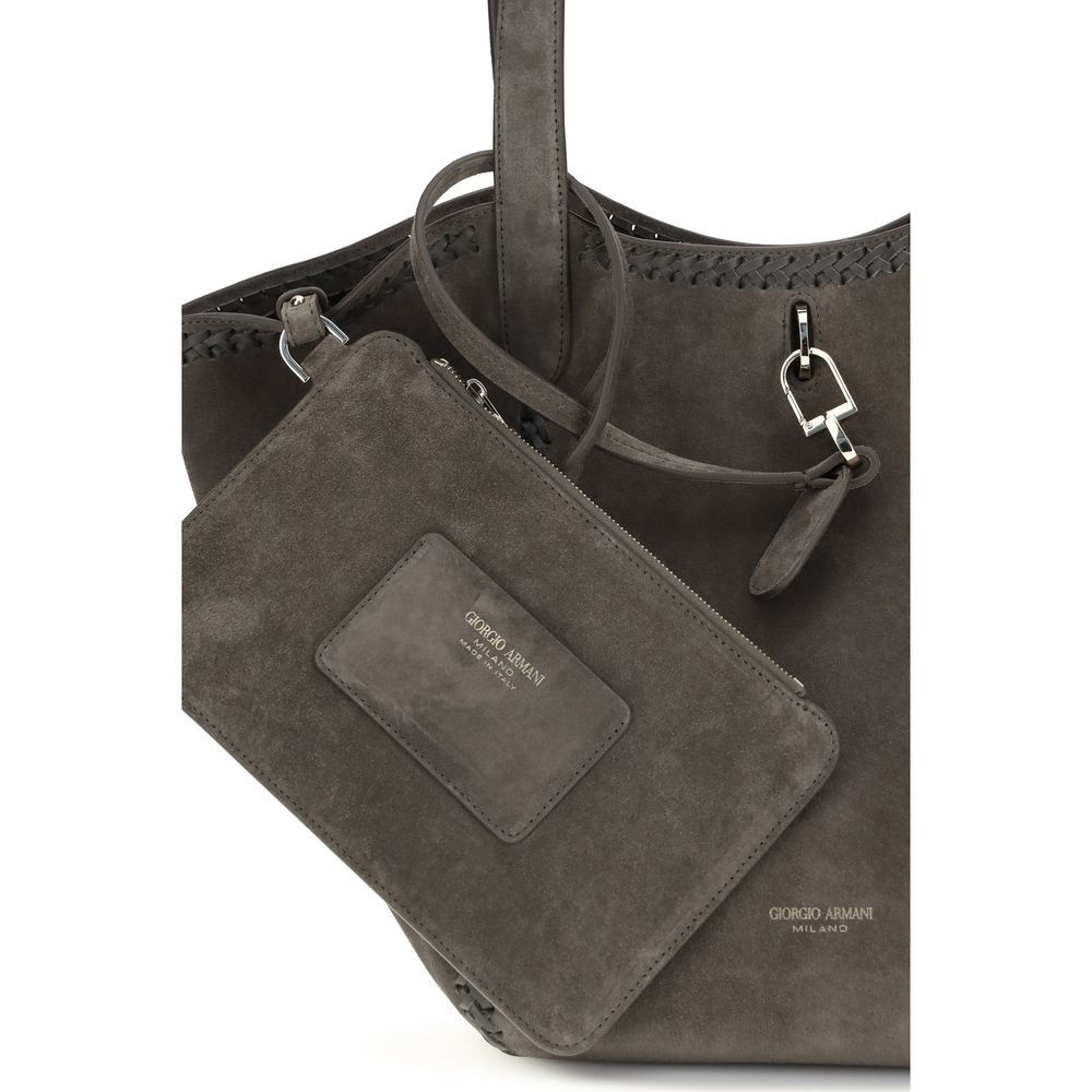 Giorgio Armani Gray Calf Leather Bos Taurus Shoulder Bag