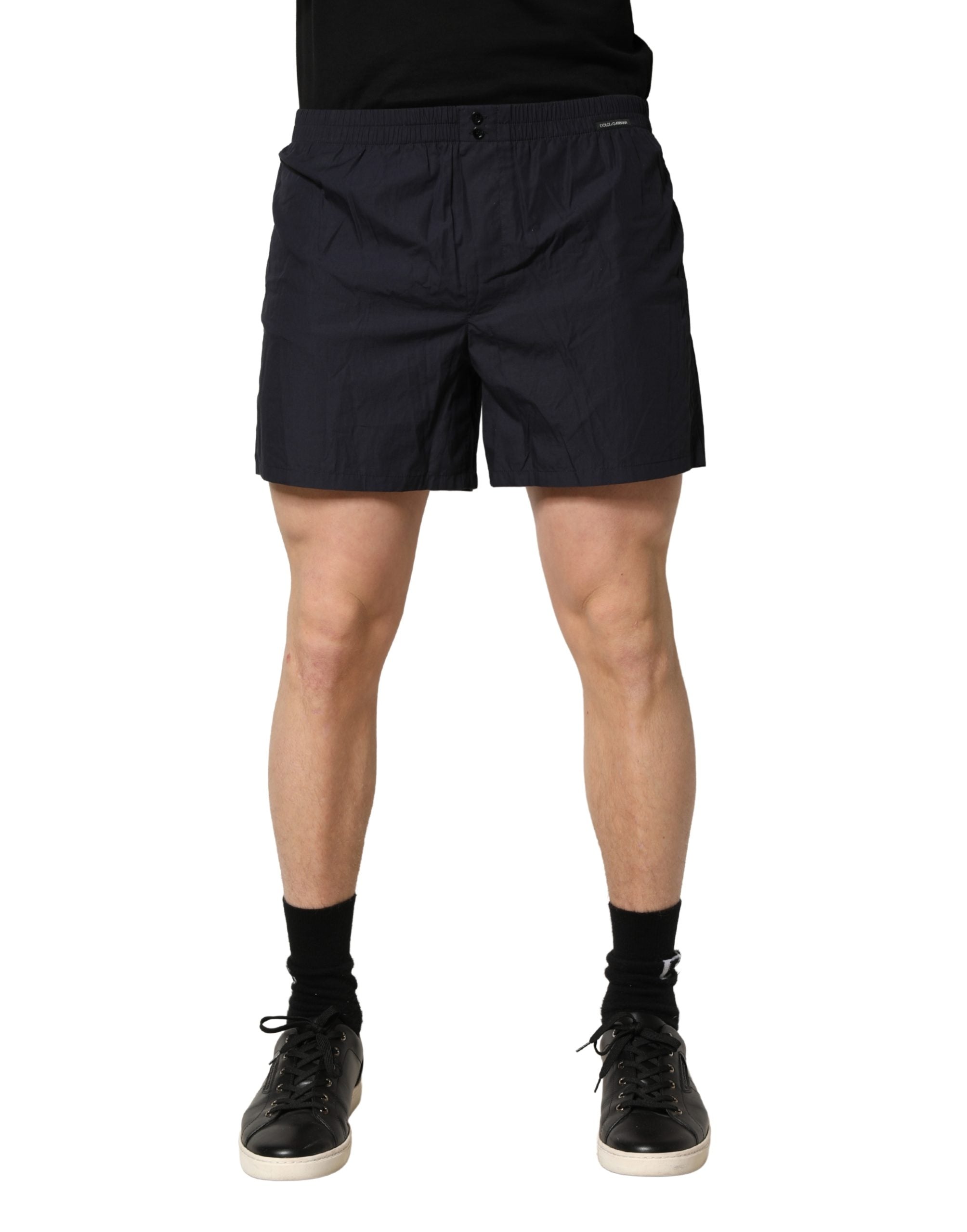 Dolce & Gabbana Black Cotton Elastic Waist Swim Shorts Swimwear
