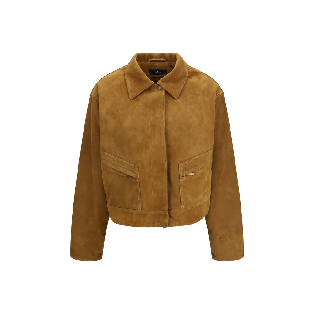 7FOR Beige Suede Leather Coat
