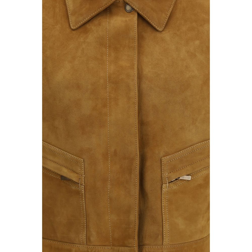 7FOR Beige Suede Leather Coat