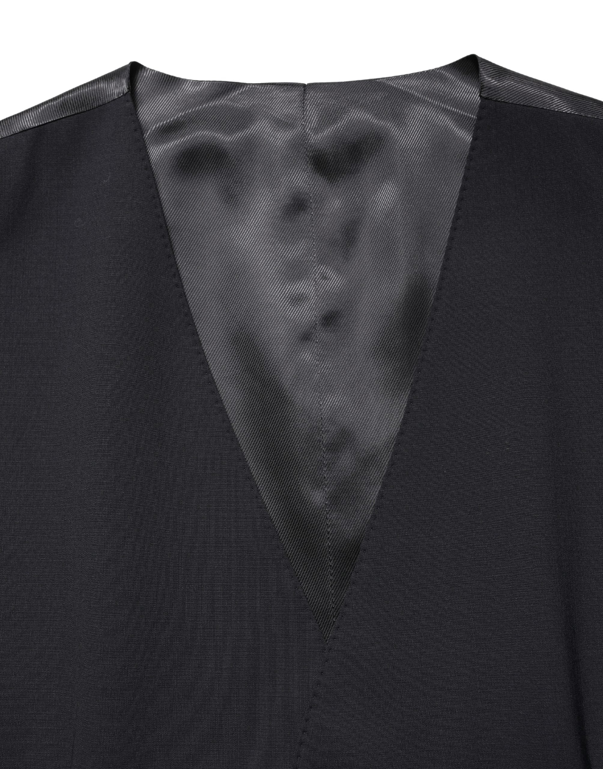 Dolce & Gabbana Black Wool Single Breasted Waistcoat Vest