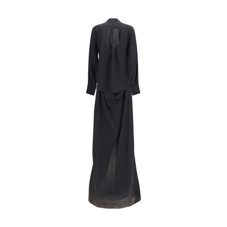 SA SU PHI Black Silk Long Dress