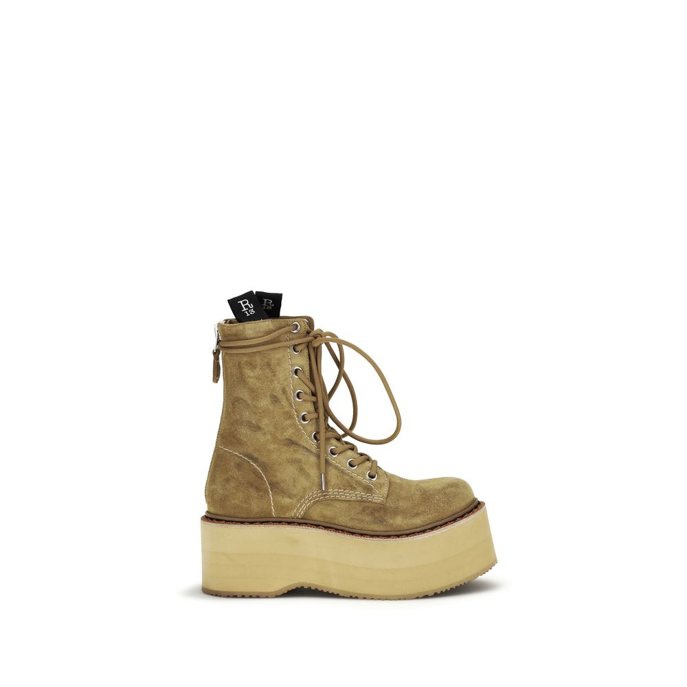 R13 Bicolor Calf Leather Bos Taurus Lace-Up Boots