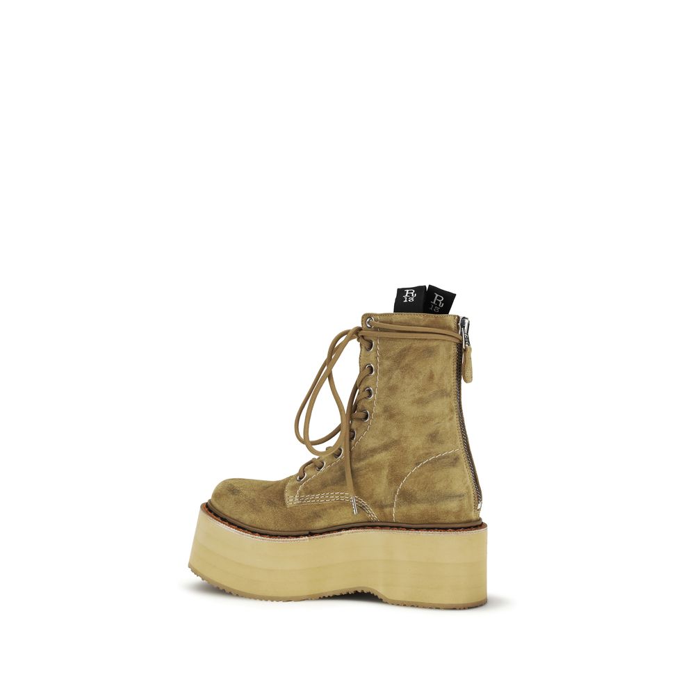 R13 Bicolor Calf Leather Bos Taurus Lace-Up Boots