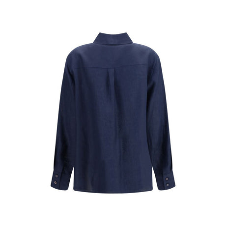 Lardini Blue Linen Dress Shirt