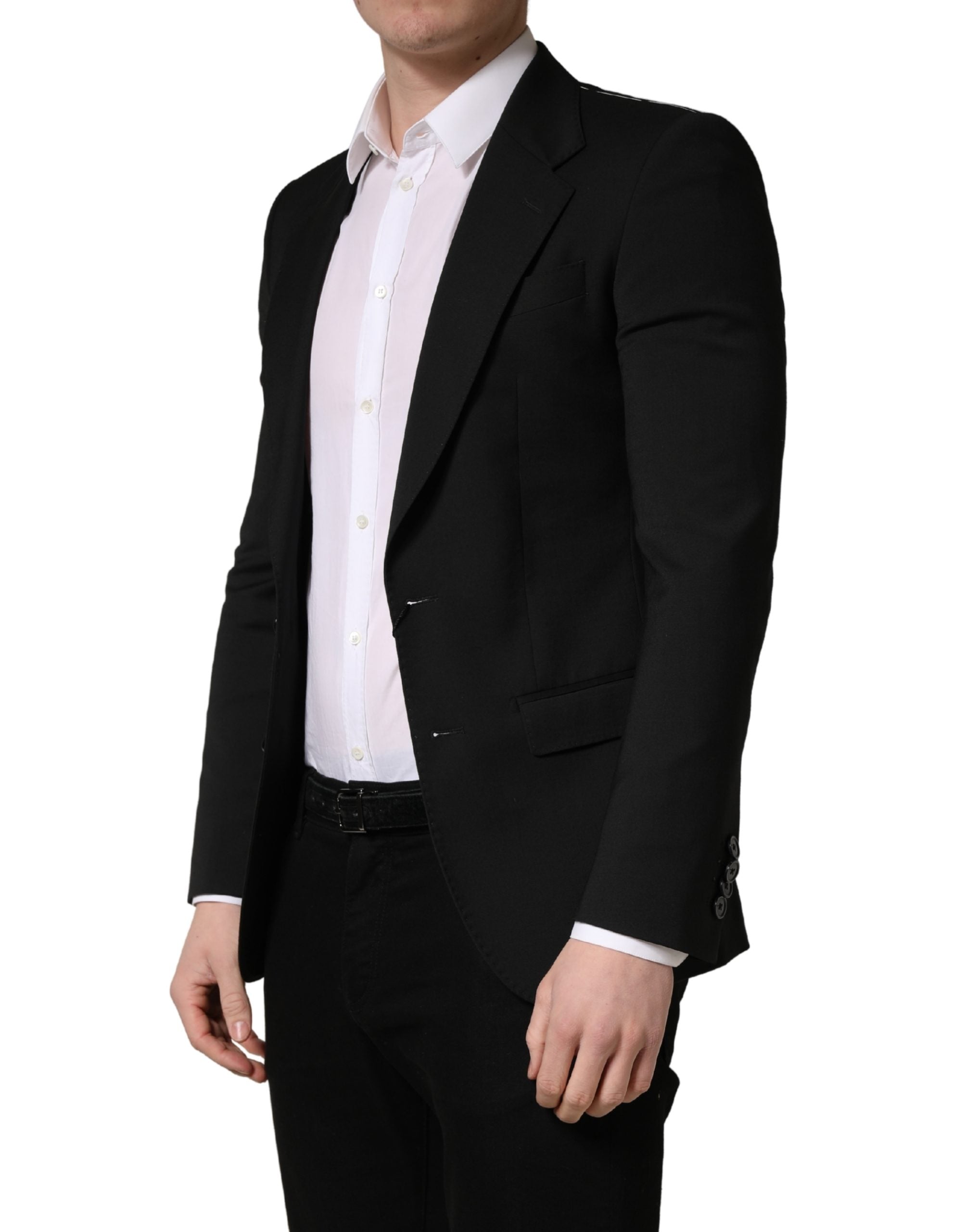 Dolce & Gabbana Black Polyester 2 Buttons Men Suit Jacket