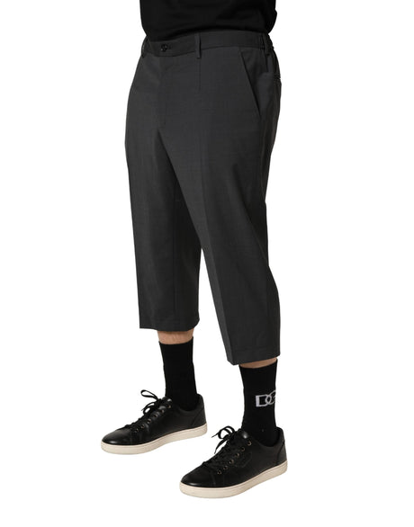 Dolce & Gabbana Dark Gray Wool Cropped Chino Trouser Pants