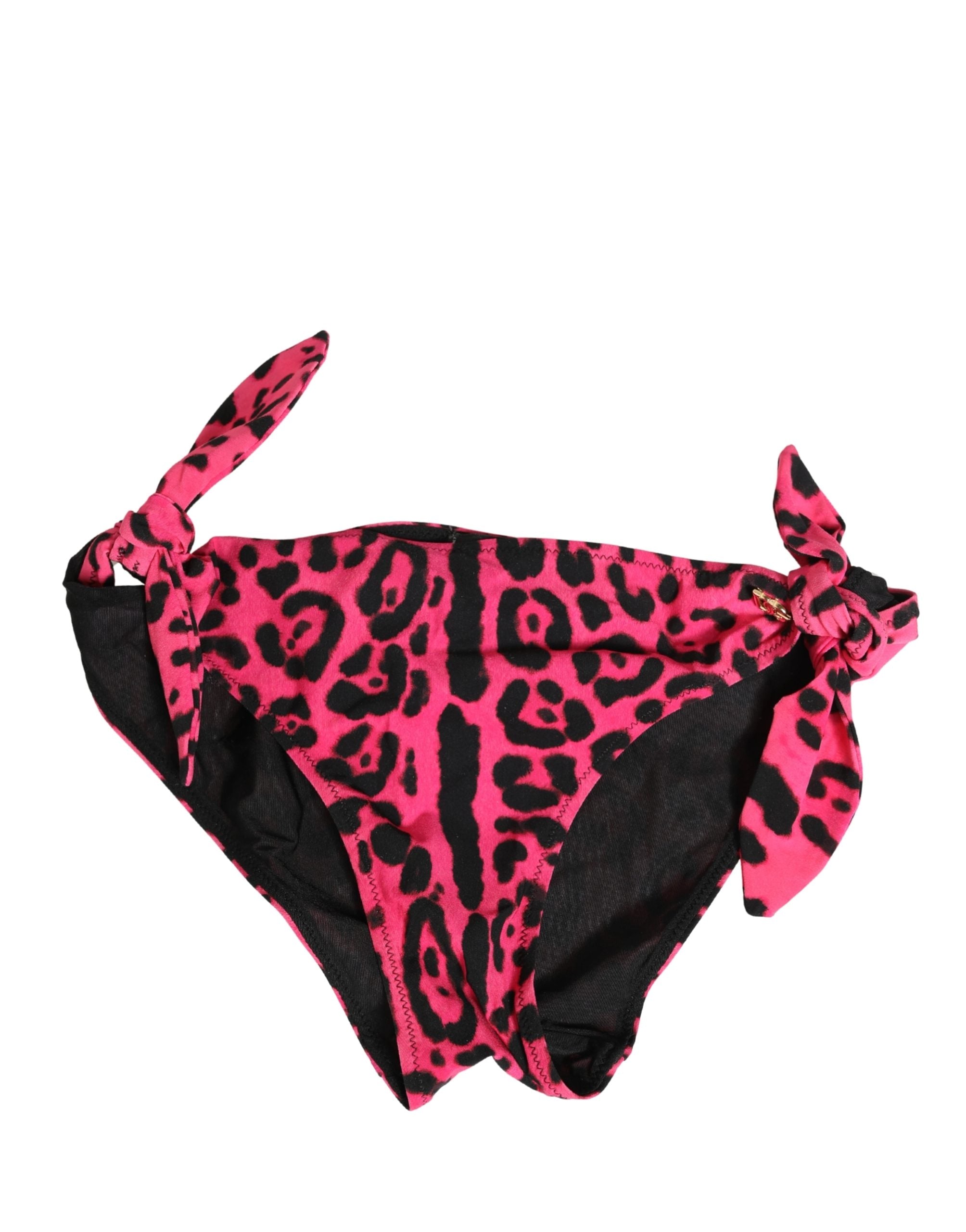 Dolce & Gabbana Pink Leopard Print Bikini Bottom Beachwear Swimwear