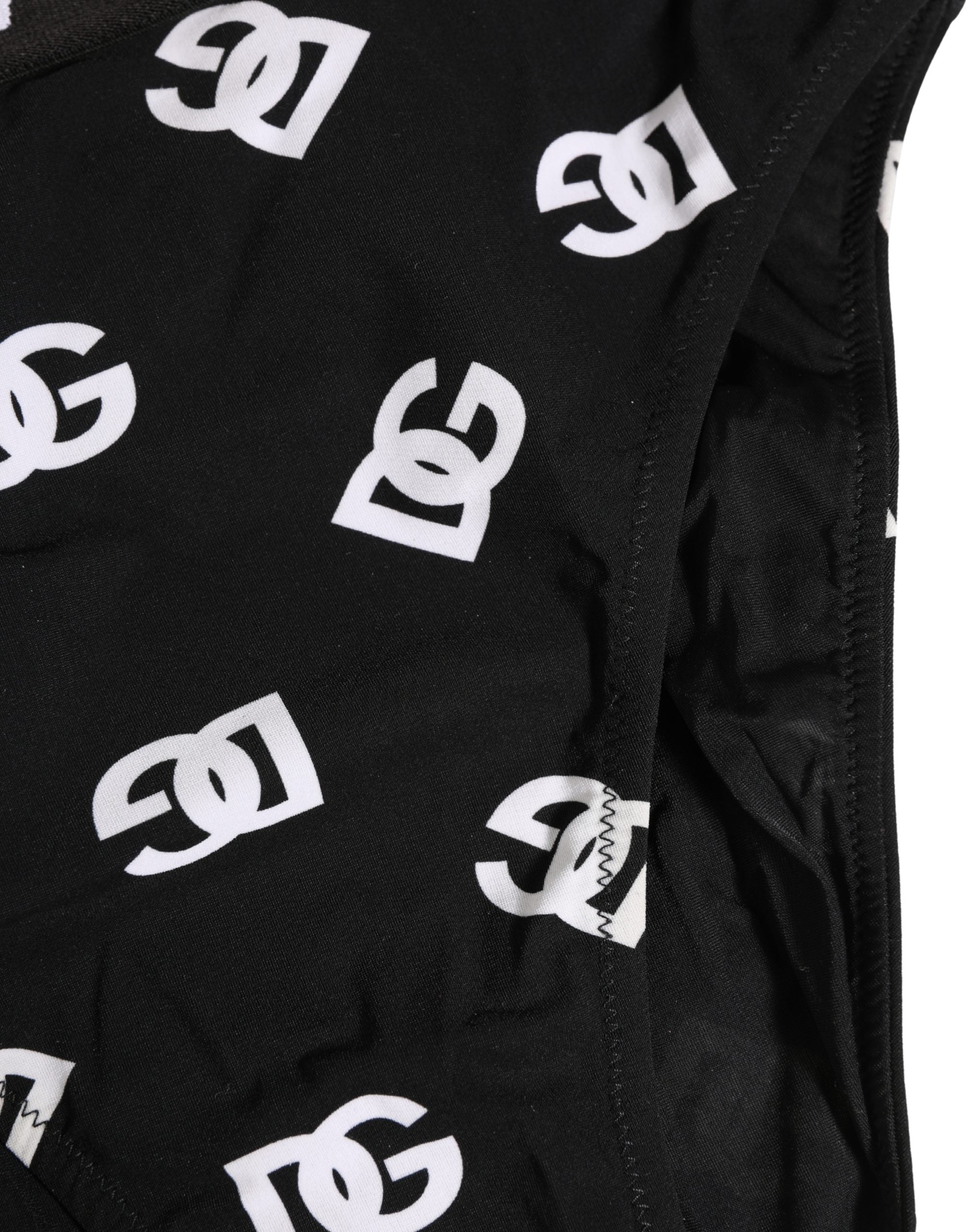 Dolce & Gabbana White Black Logo Waistband Midi Brief Underwear