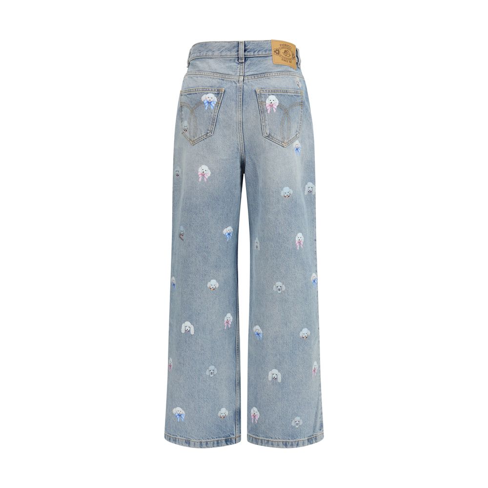 Fiorucci Blue Cotton Relaxed Fit Jeans
