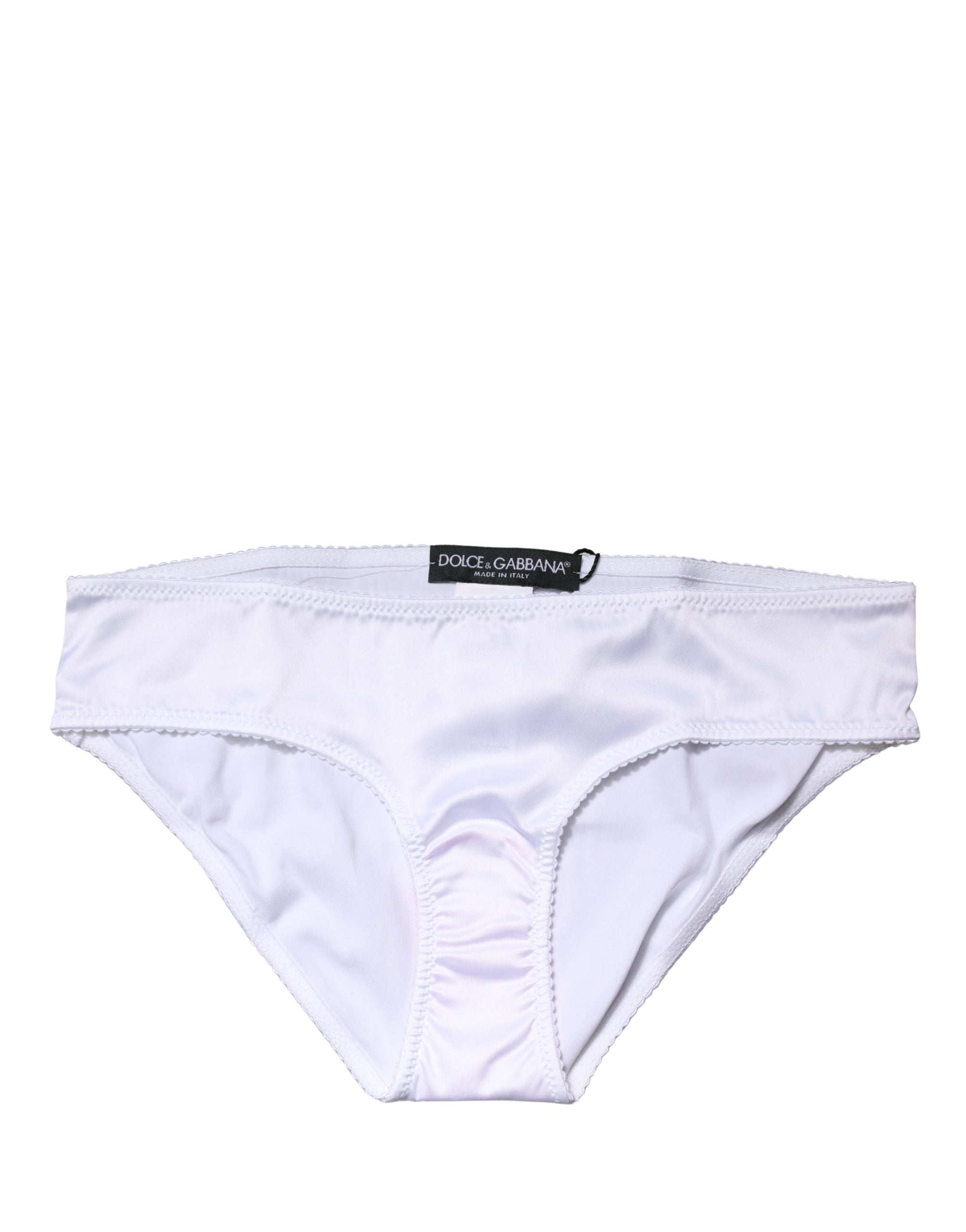 Dolce & Gabbana White Silk Stretch Mid Waist Brief Panty Underwear