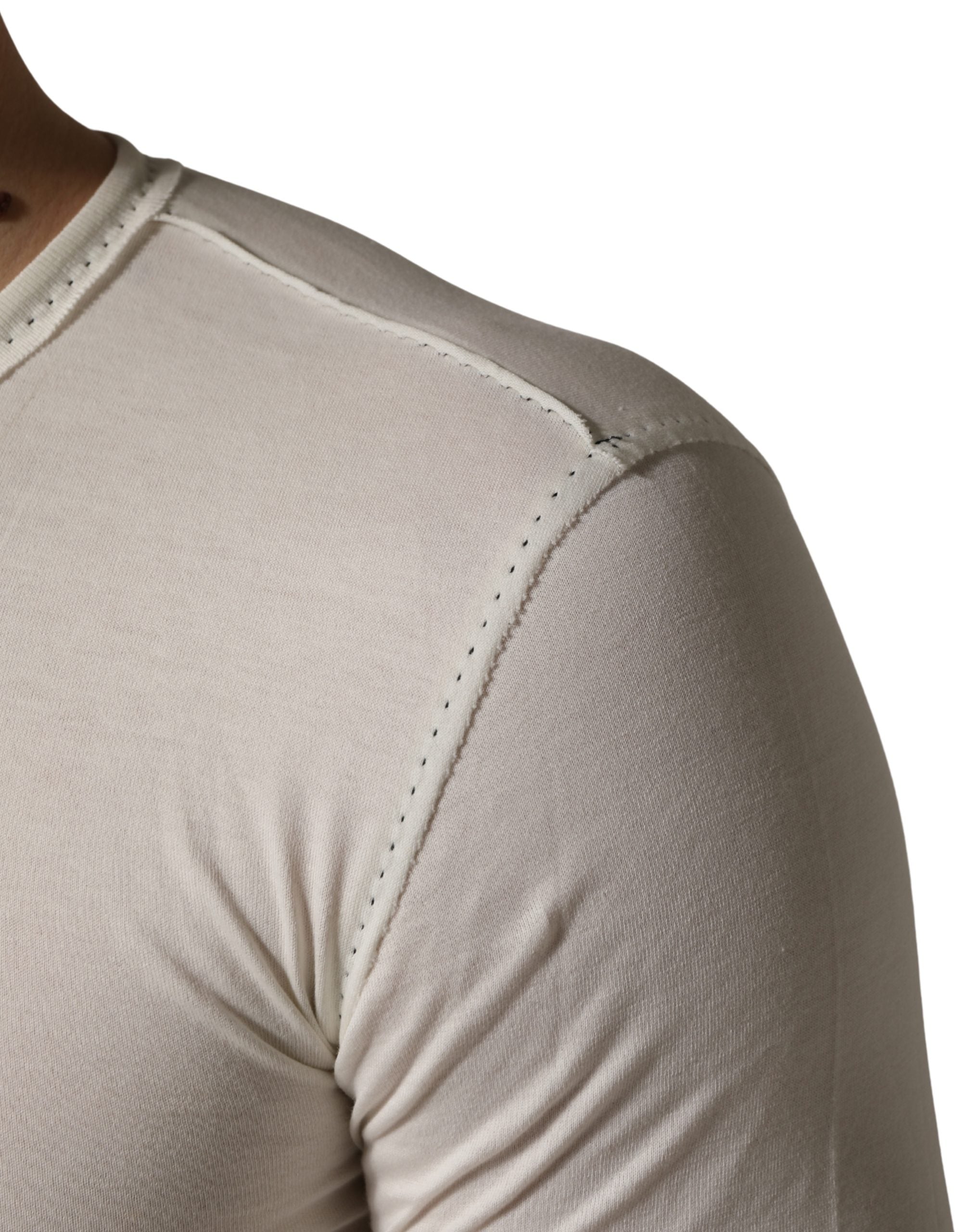 Dolce & Gabbana White Long Sleeves Henley Pullover Sweater