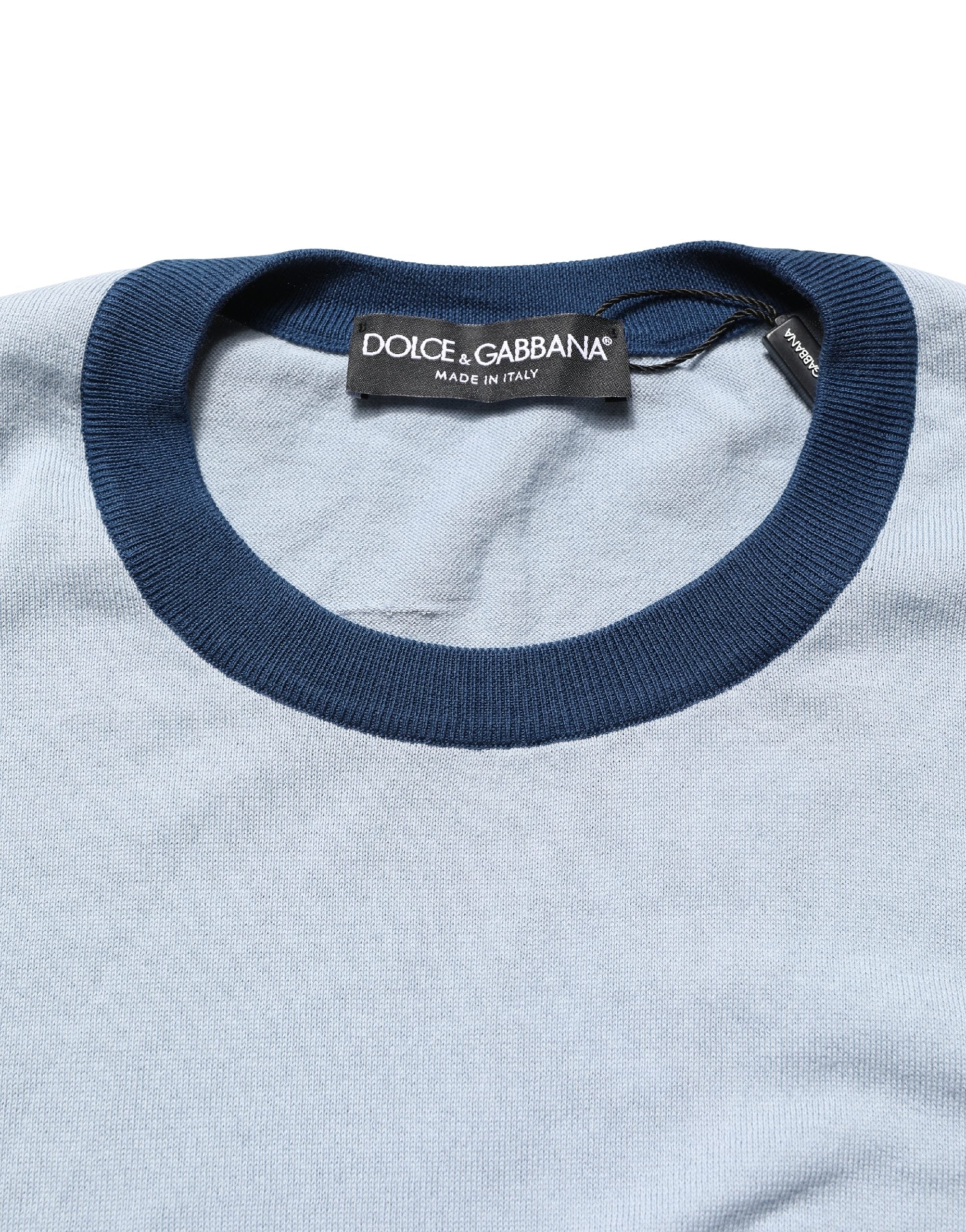 Dolce & Gabbana Blue Long Sleeves Crew Neck Pullover Sweater