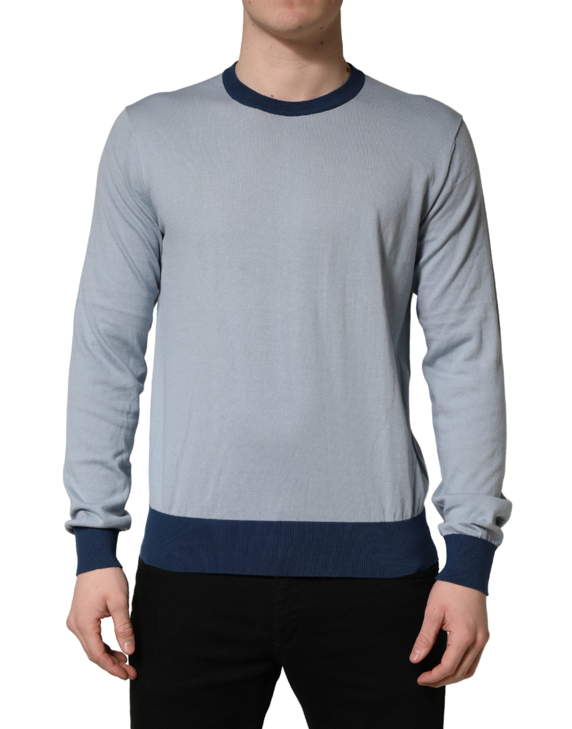 Dolce & Gabbana Blue Long Sleeves Crew Neck Pullover Sweater