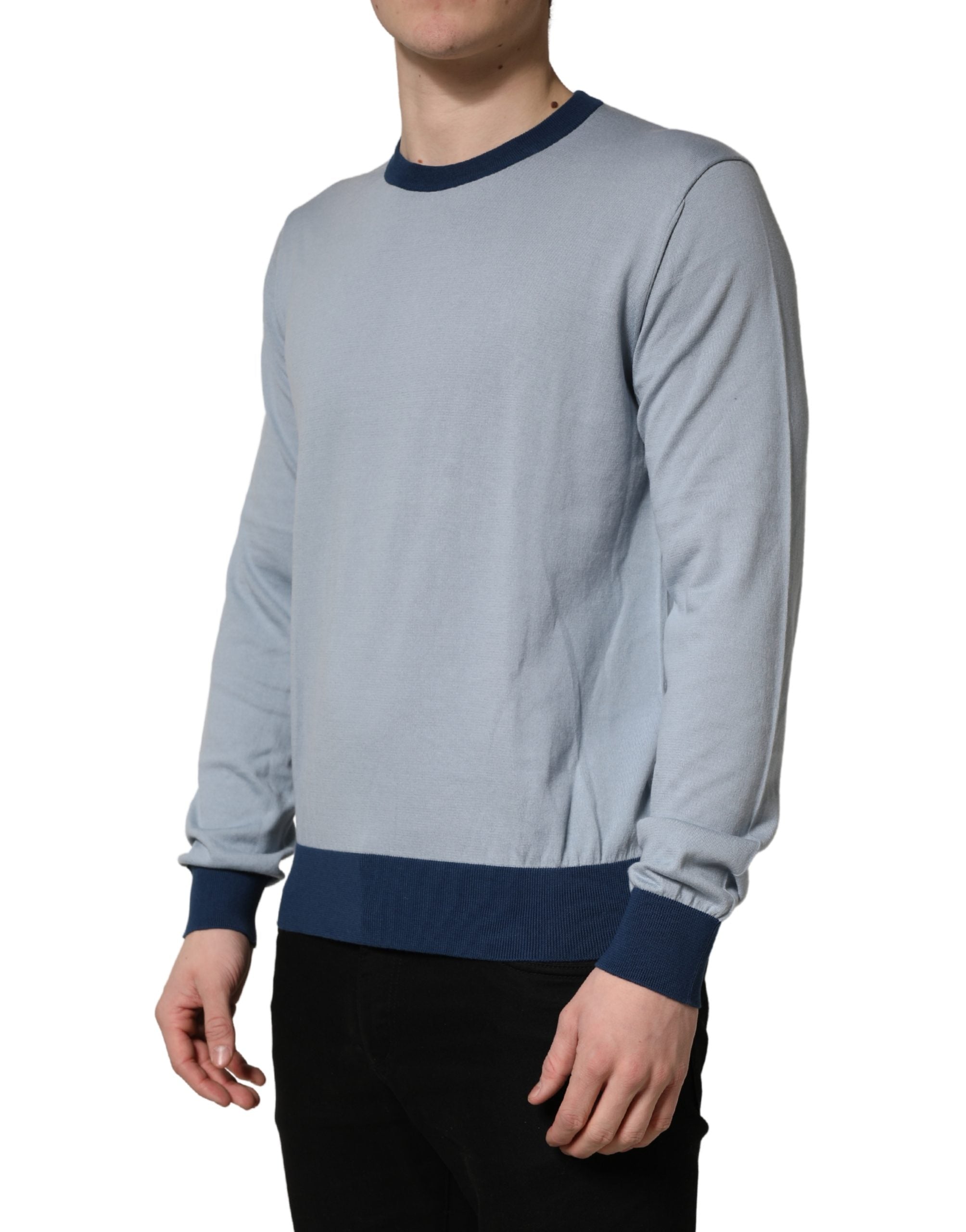 Dolce & Gabbana Blue Long Sleeves Crew Neck Pullover Sweater