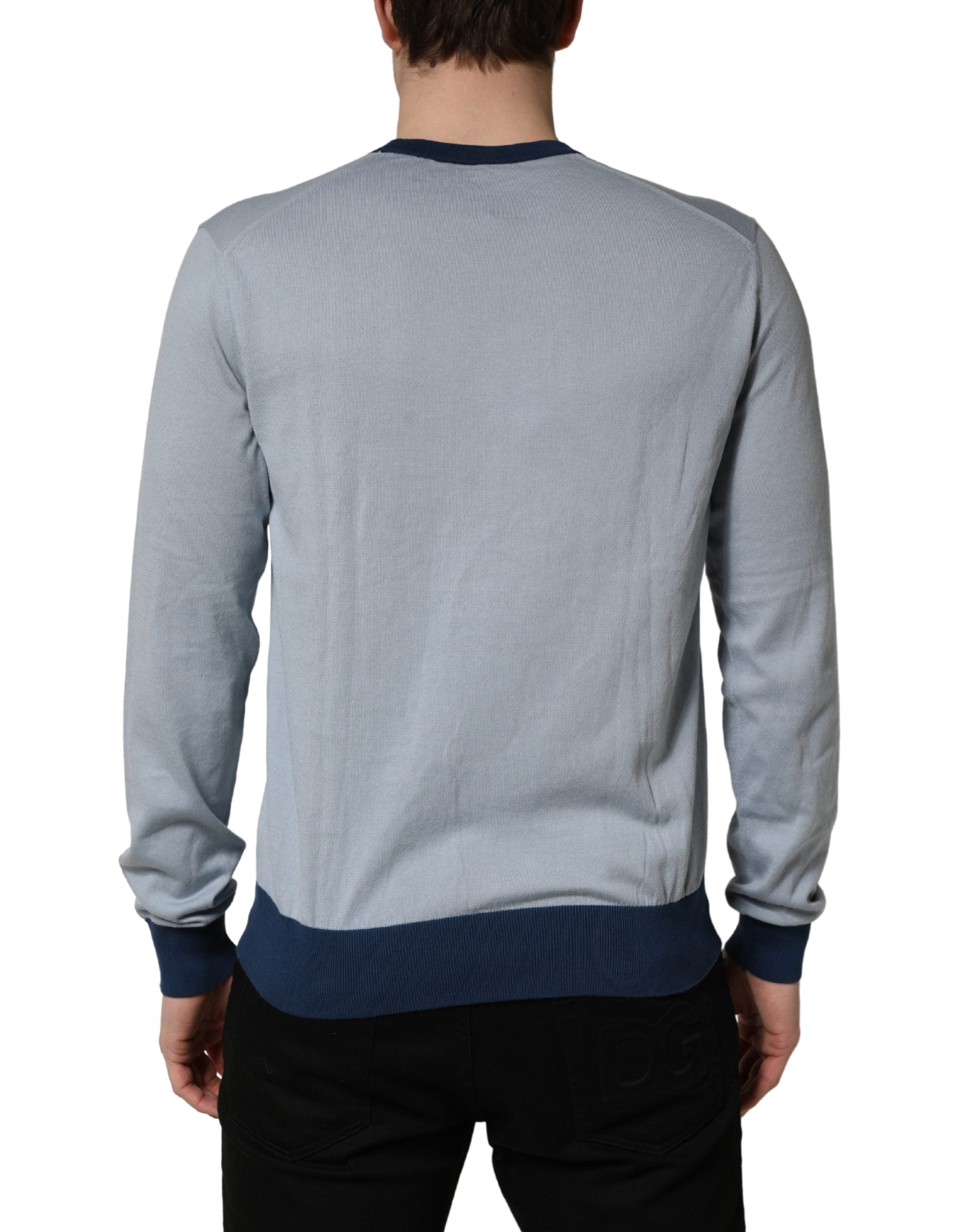 Dolce & Gabbana Blue Long Sleeves Crew Neck Pullover Sweater