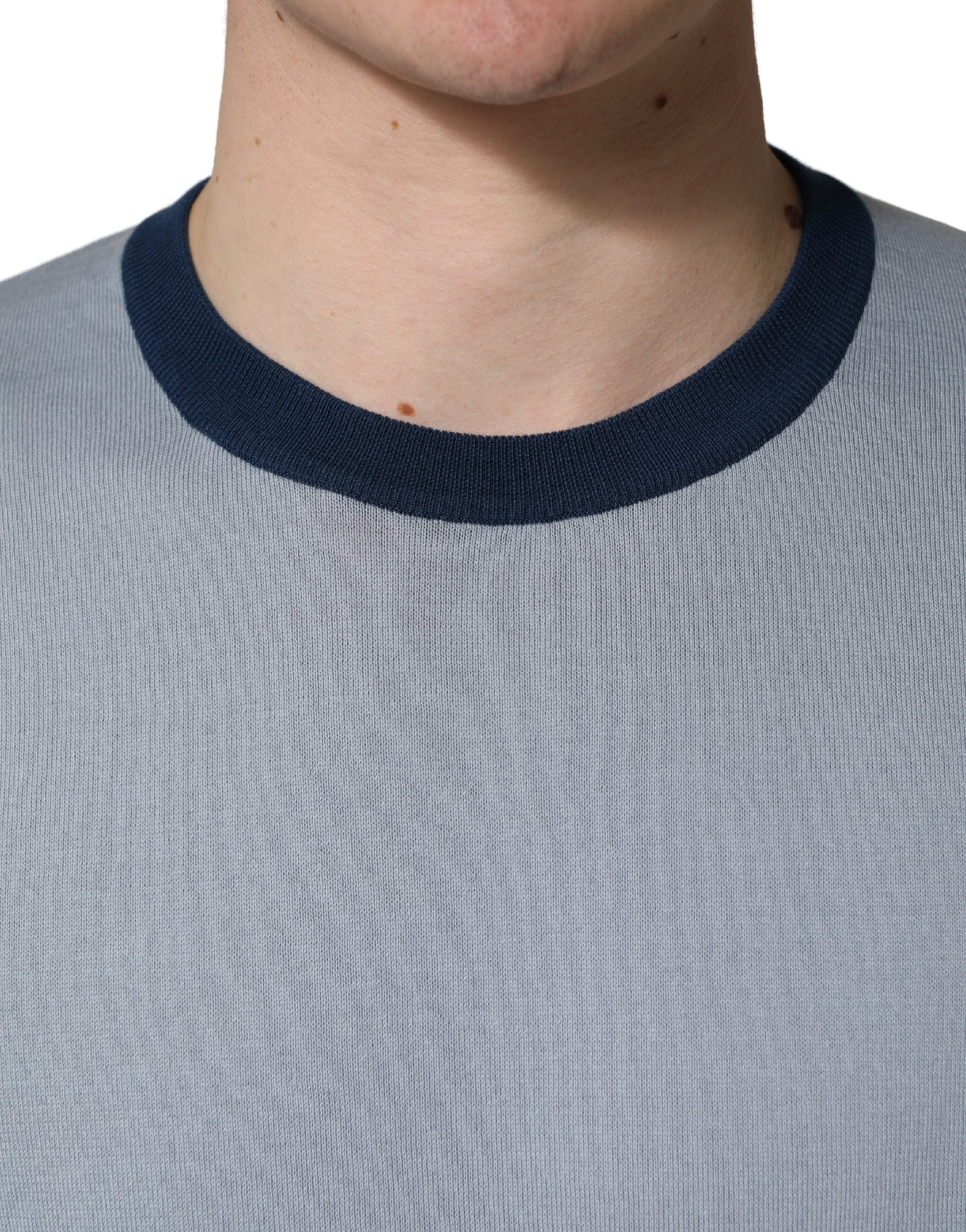 Dolce & Gabbana Blue Long Sleeves Crew Neck Pullover Sweater