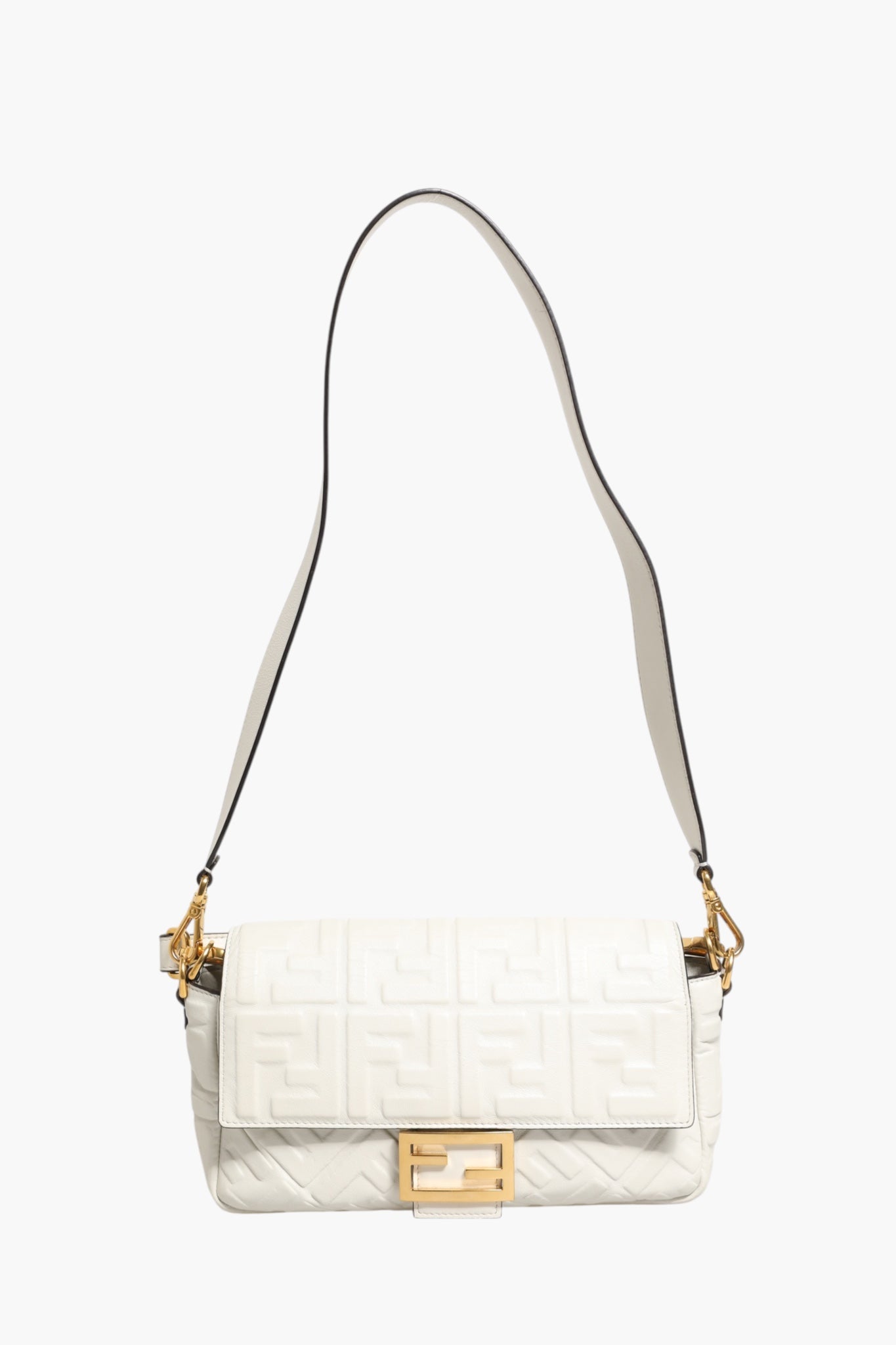 Fendi FF Embossed Baguette Nappa Leather Bag