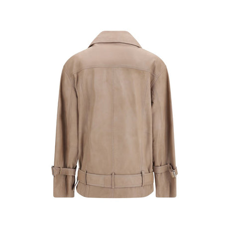 PINKO Beige Lambskin Leather Jacket