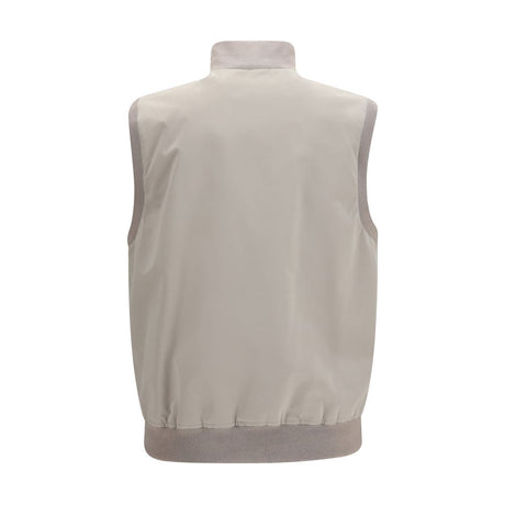 Brunello Cucinelli Gray Polyester Sleveless Jacket