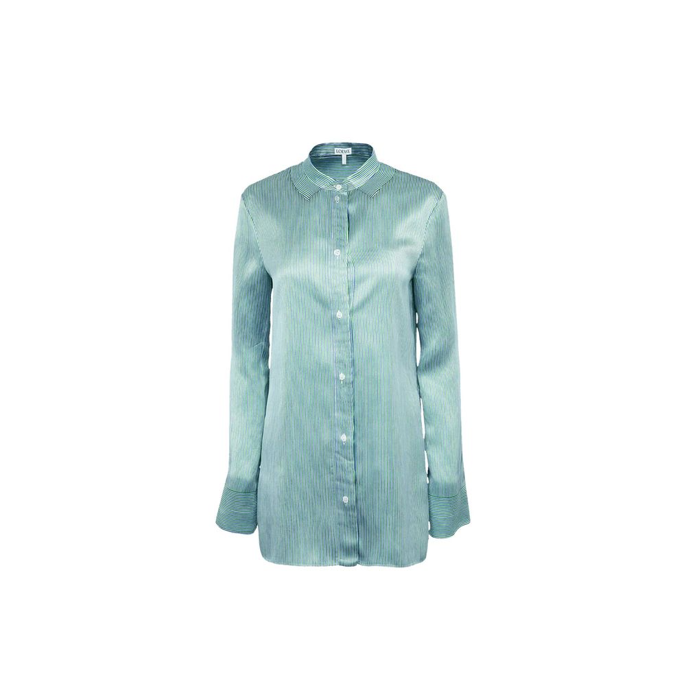 Loewe Blue Silk Pattern Shirt