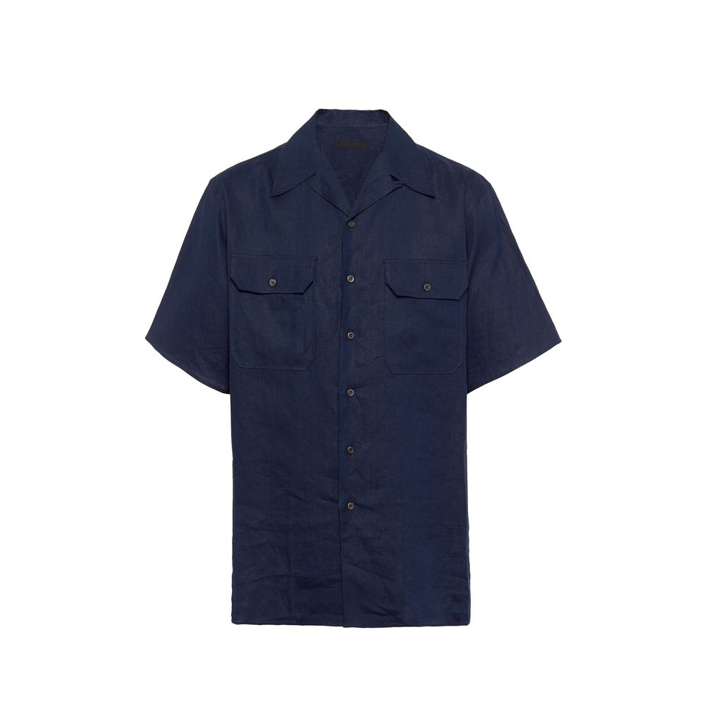 Prada Blue Linen Shortsleeve Shirt