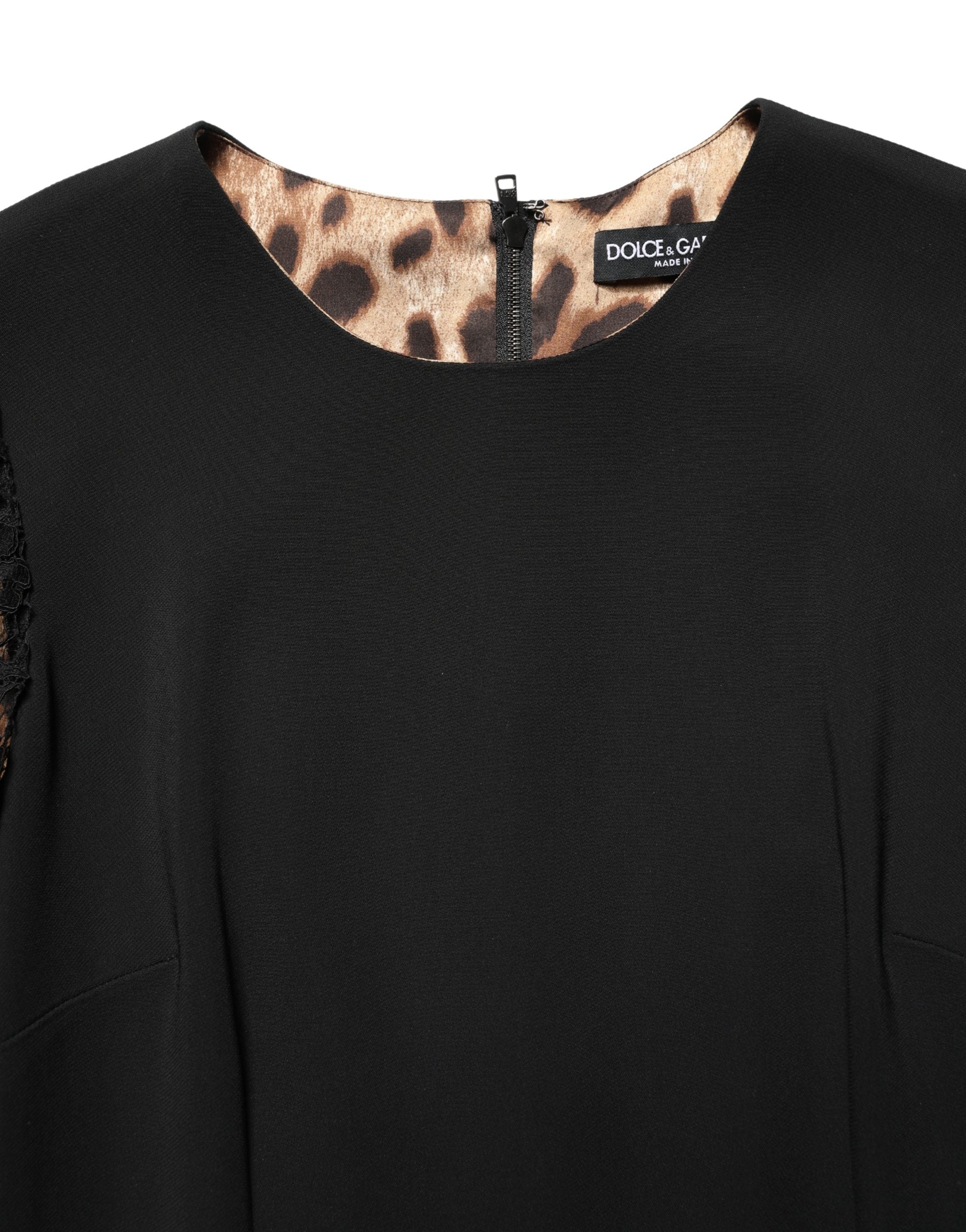 Dolce & Gabbana Black Viscose Lace Long Sleeves Mini Dress