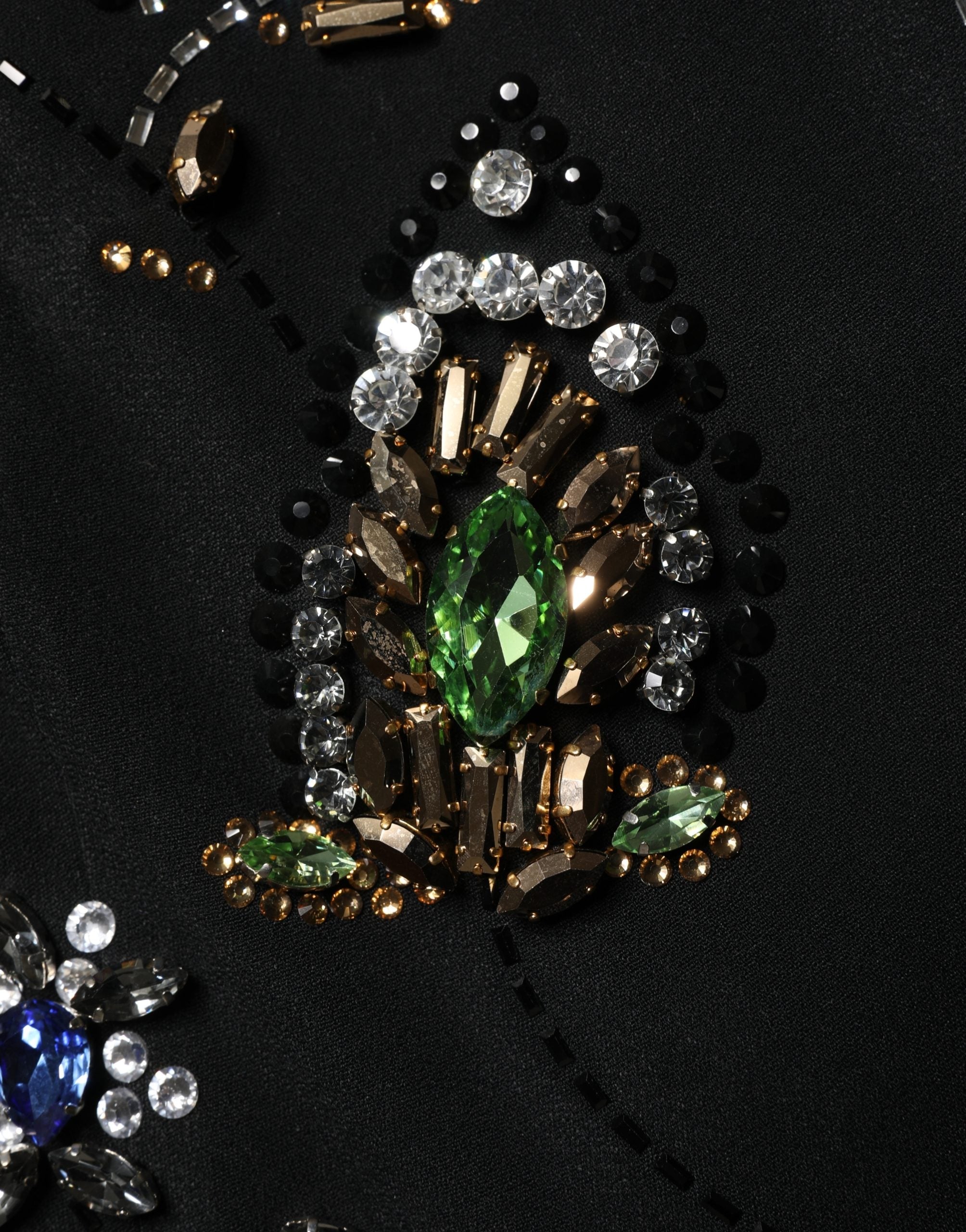 Dolce & Gabbana Black Sleeveless Floral Bead Embellishments Dress