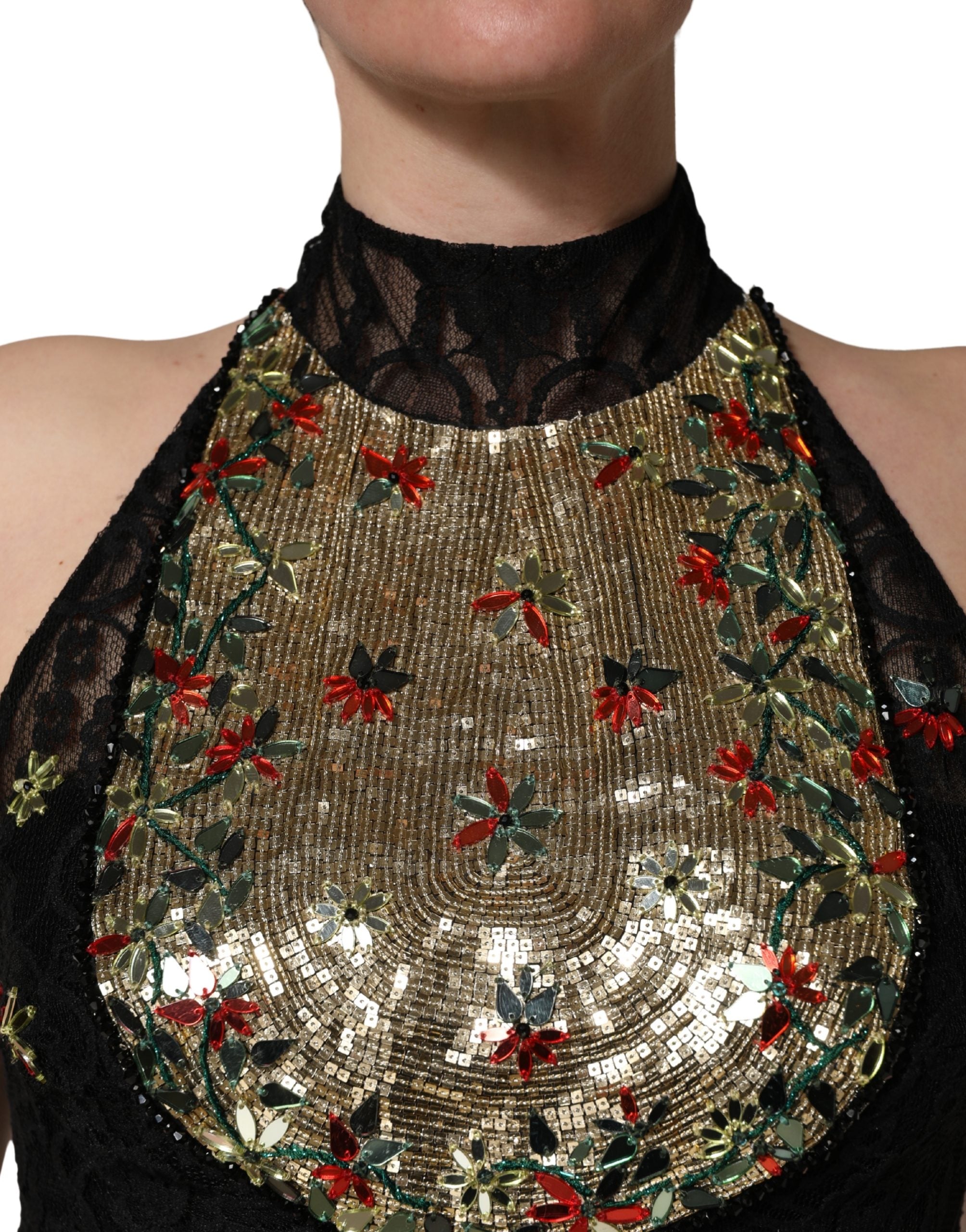 Dolce & Gabbana Black Sequin Embellished Sheath Mini Dress