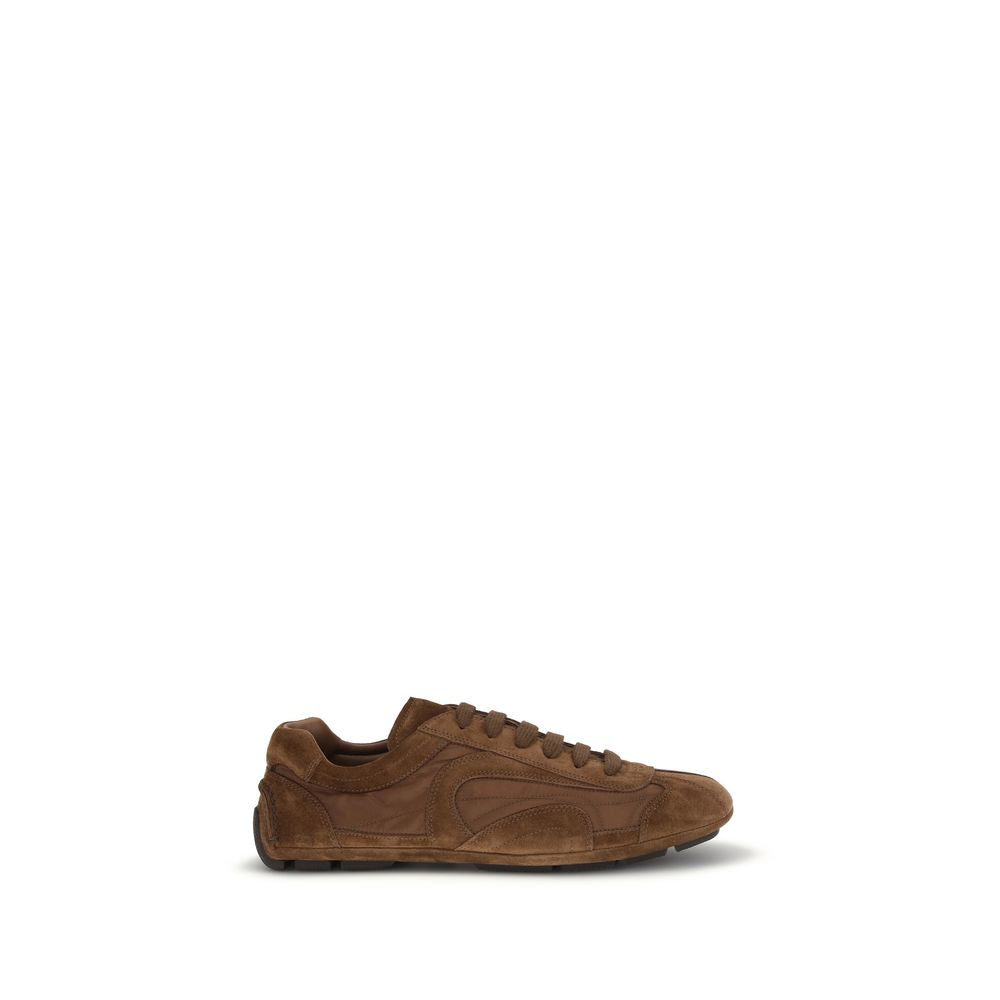 Prada Brown Calf Leather Bos Taurus Low Top Sneakers