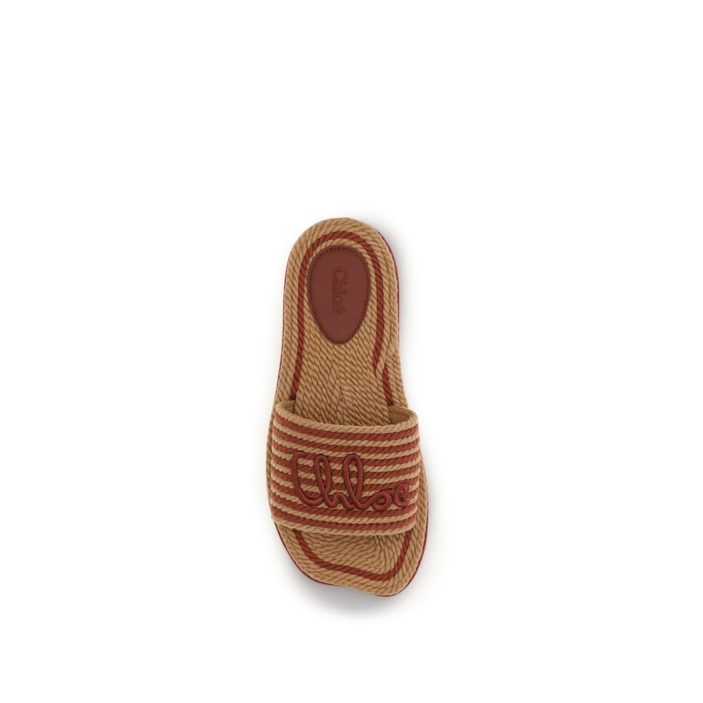 Chloé Brown Lamb Ovis Aries Aries Flat Sandals