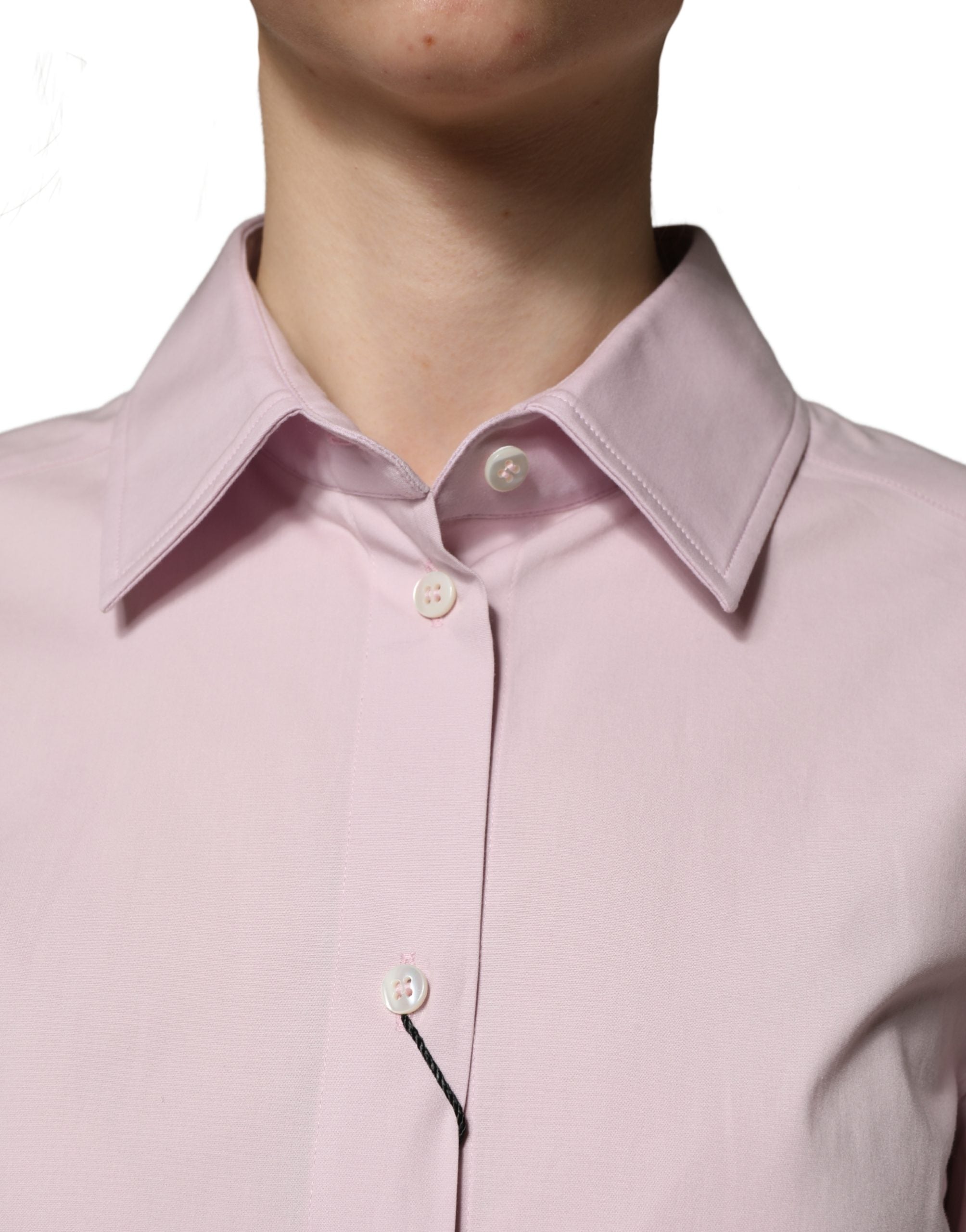 Dolce & Gabbana Pink Cotton Long Sleeves Collared Shirt Top