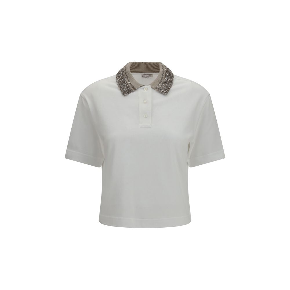 Brunello Cucinelli White Cotton Polo Shirt