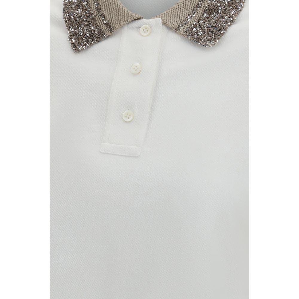 Brunello Cucinelli White Cotton Polo Shirt