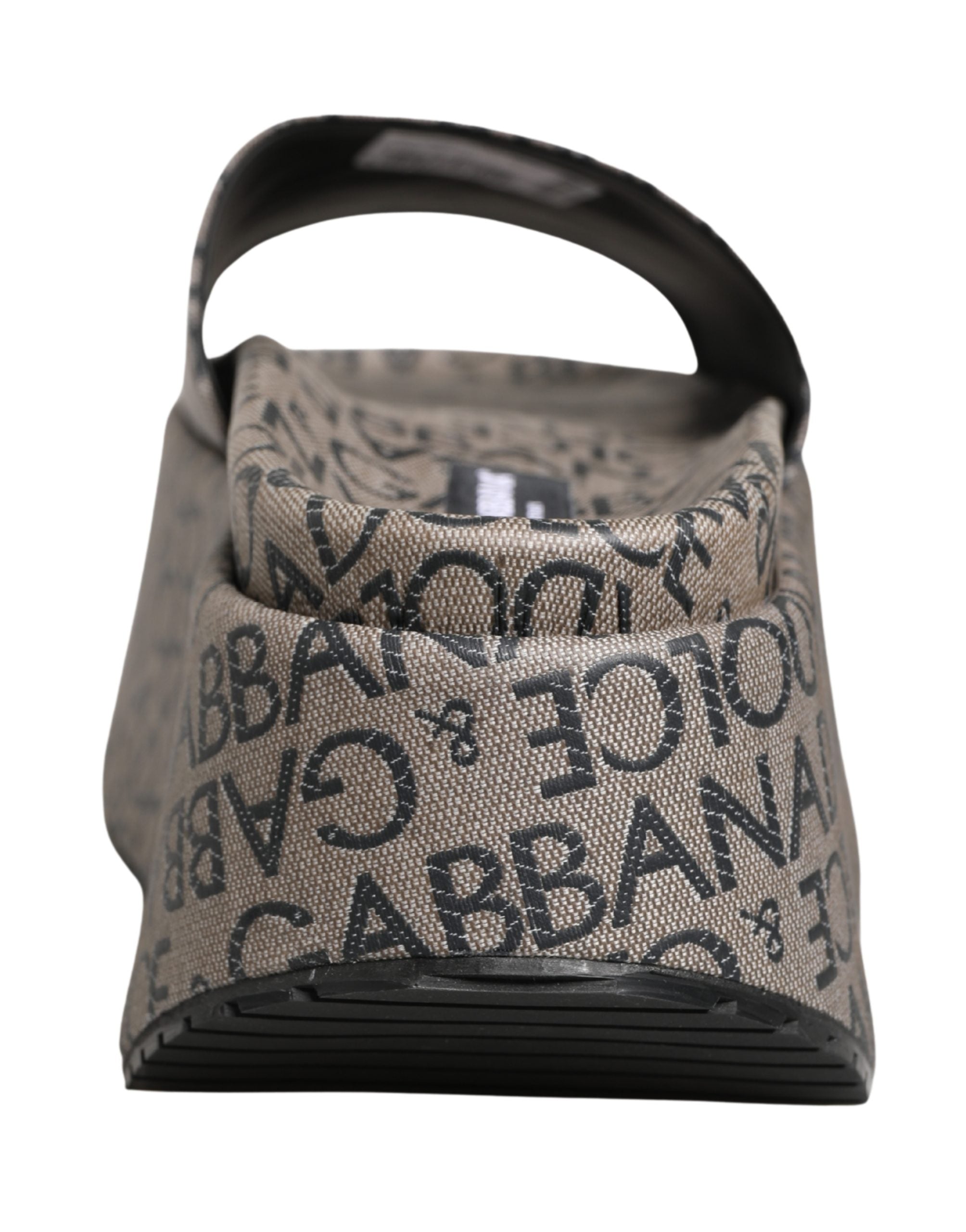 Dolce & Gabbana Gray Leather Monogram Logo Sandals Shoes