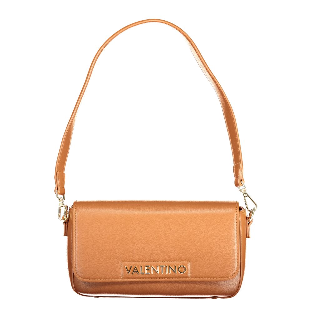 Mario Valentino Brown Polyurethane Women's Bag with Adjustable Shoulder Strap
